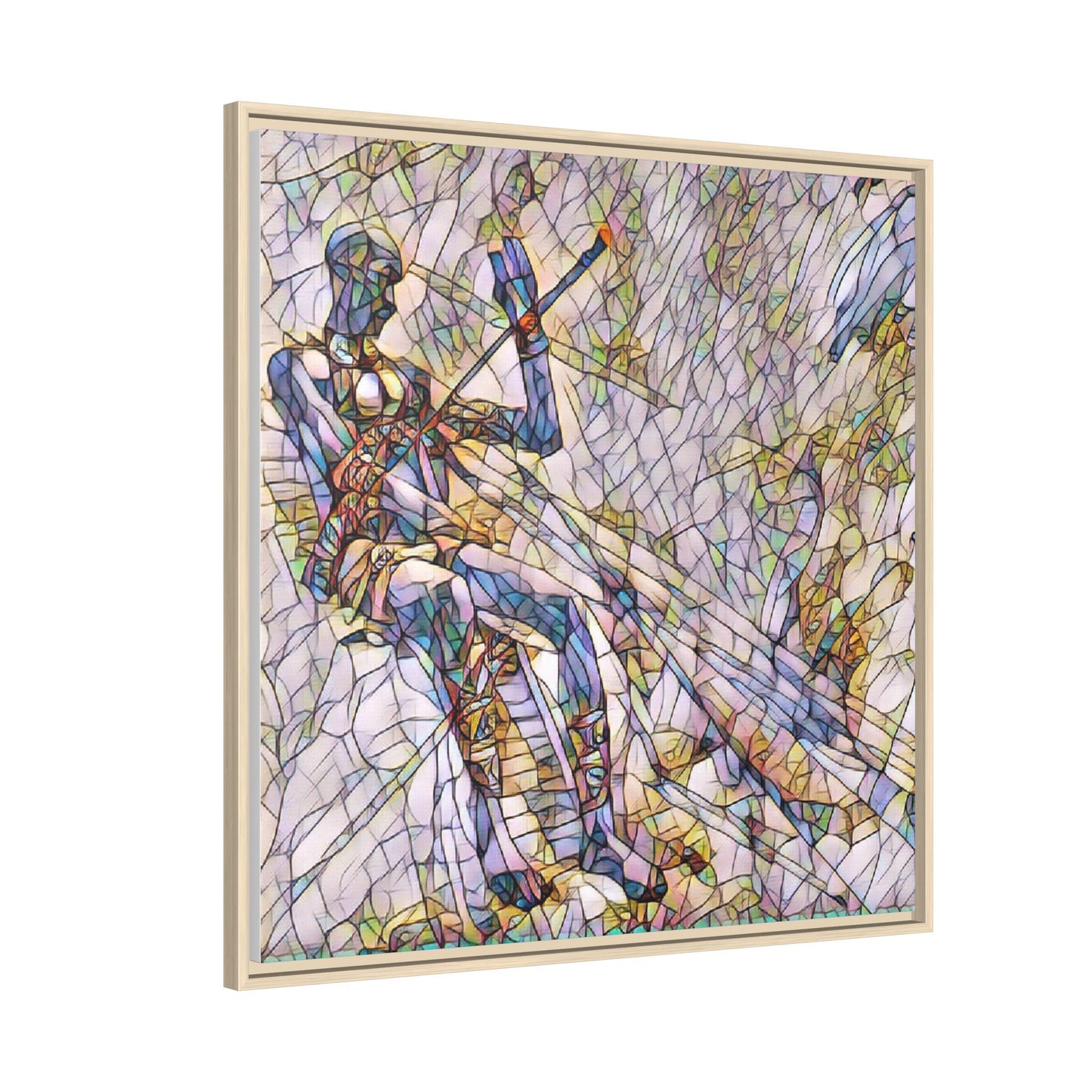 Abstract Stained-Glass Warrior Framed Canvas