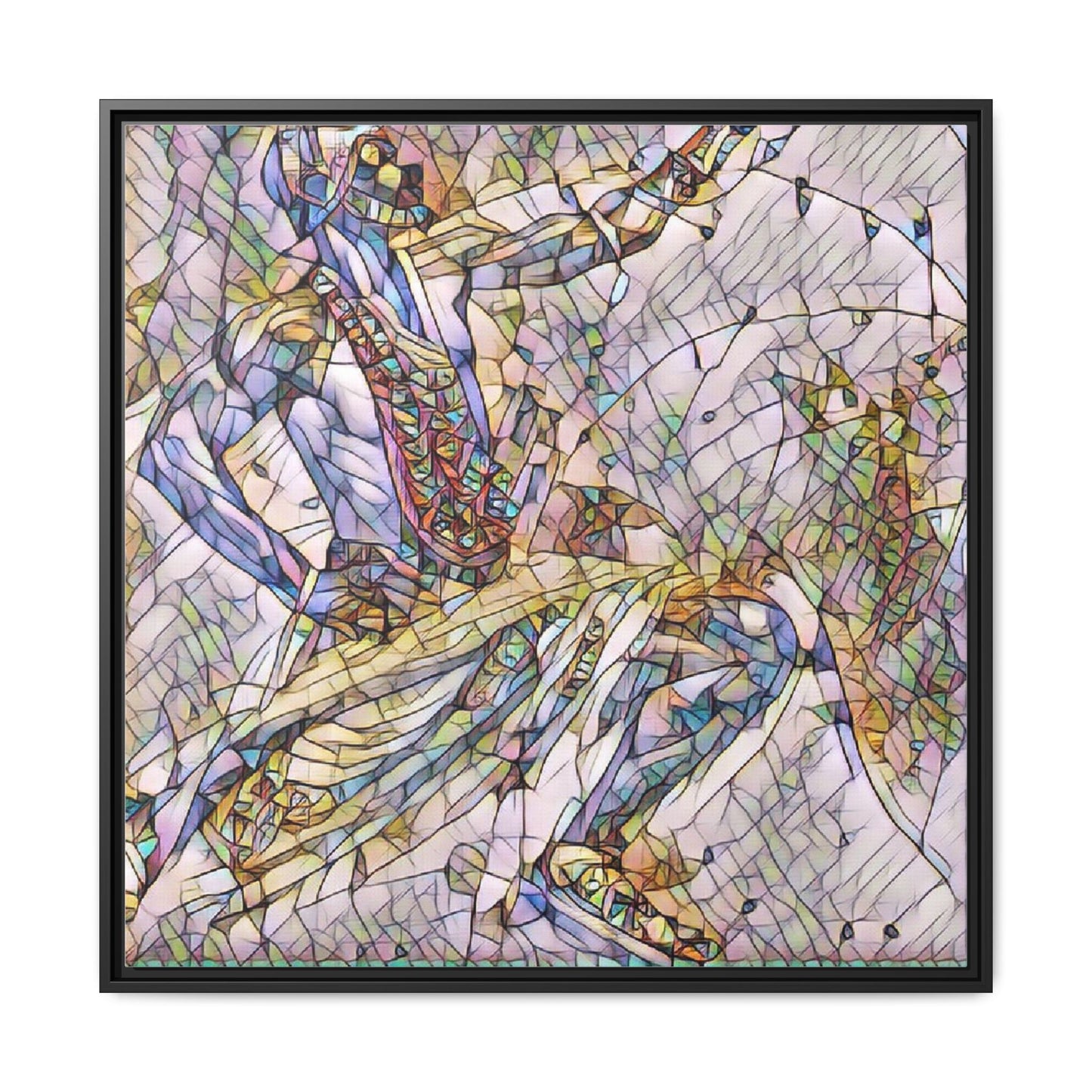 Abstract Stained-Glass Dancers — Framed Matte Canvas Art