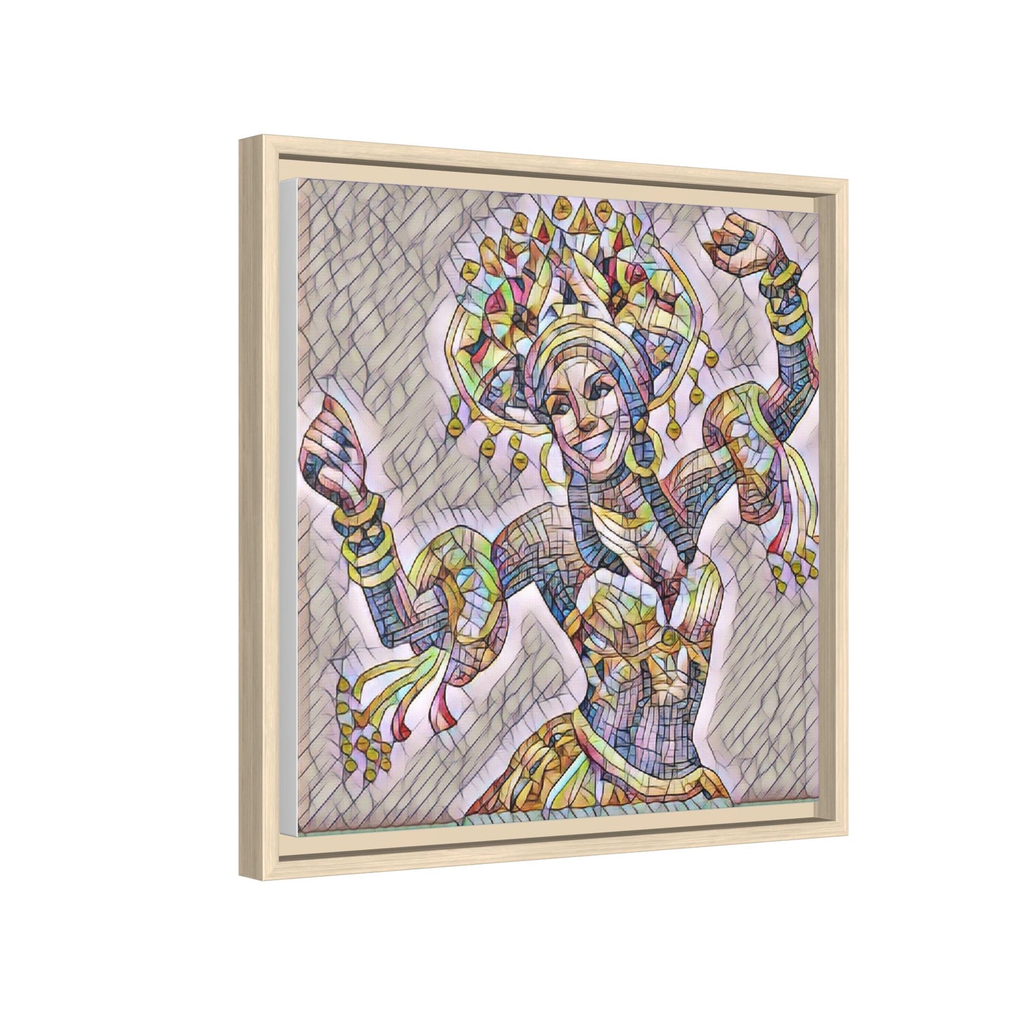 Framed Matte Canvas: Colorful Carnival Dancer Artwork – Vibrant Ethnic Dance Wall Art