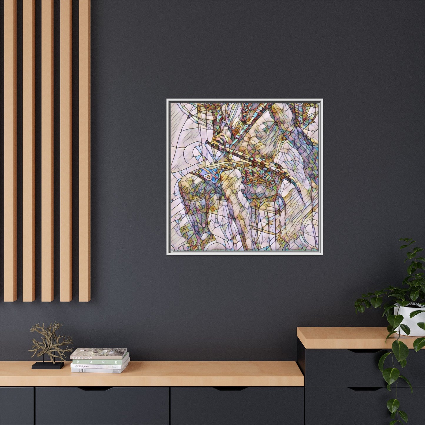 Framed Abstract Musician Canvas Art — Multi‑Color Jazz Saxophone Print