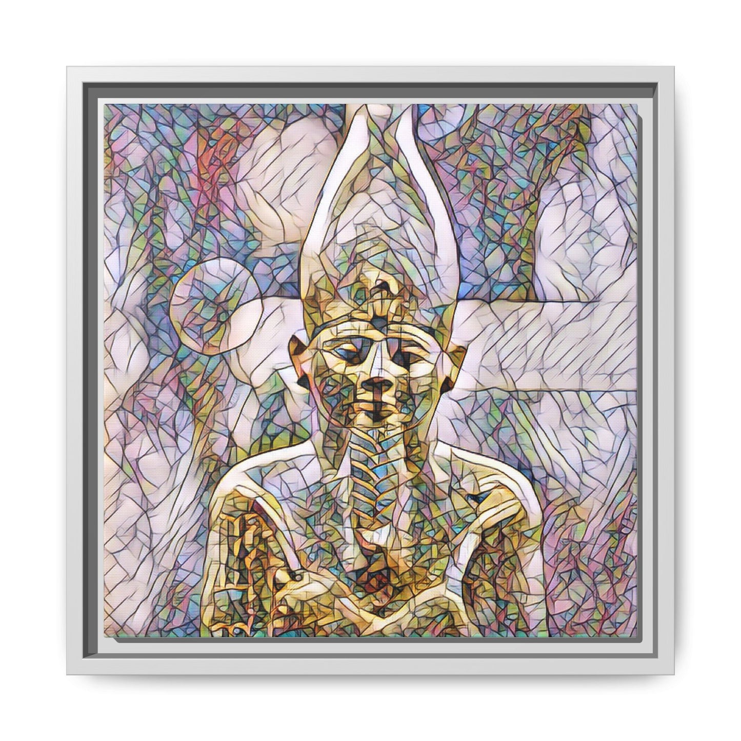 Egyptian Pharaoh Stained-Glass Style Matte Canvas Print, Framed