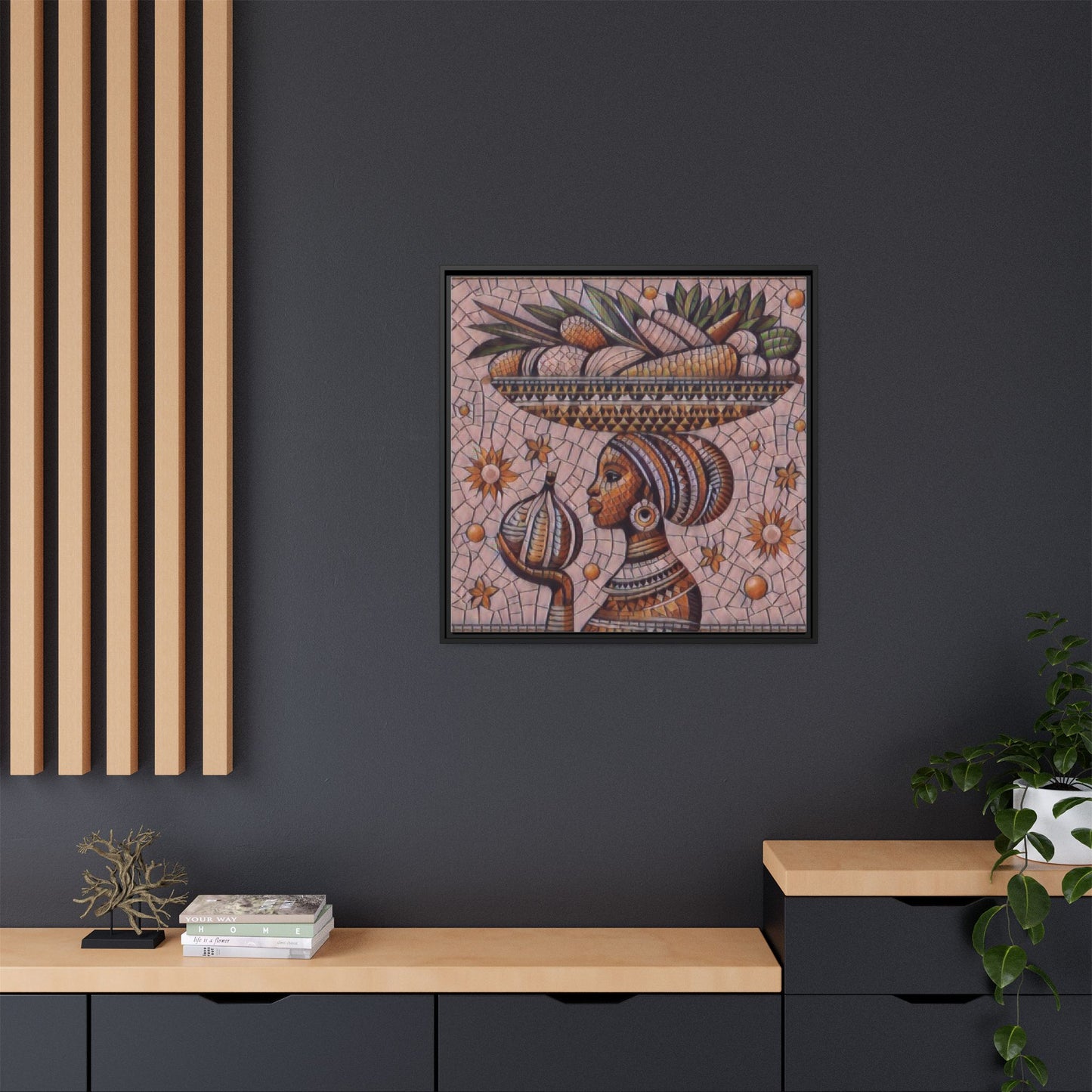 Egyptian Mosaic Goddess Matte Framed Canvas Wall Art
