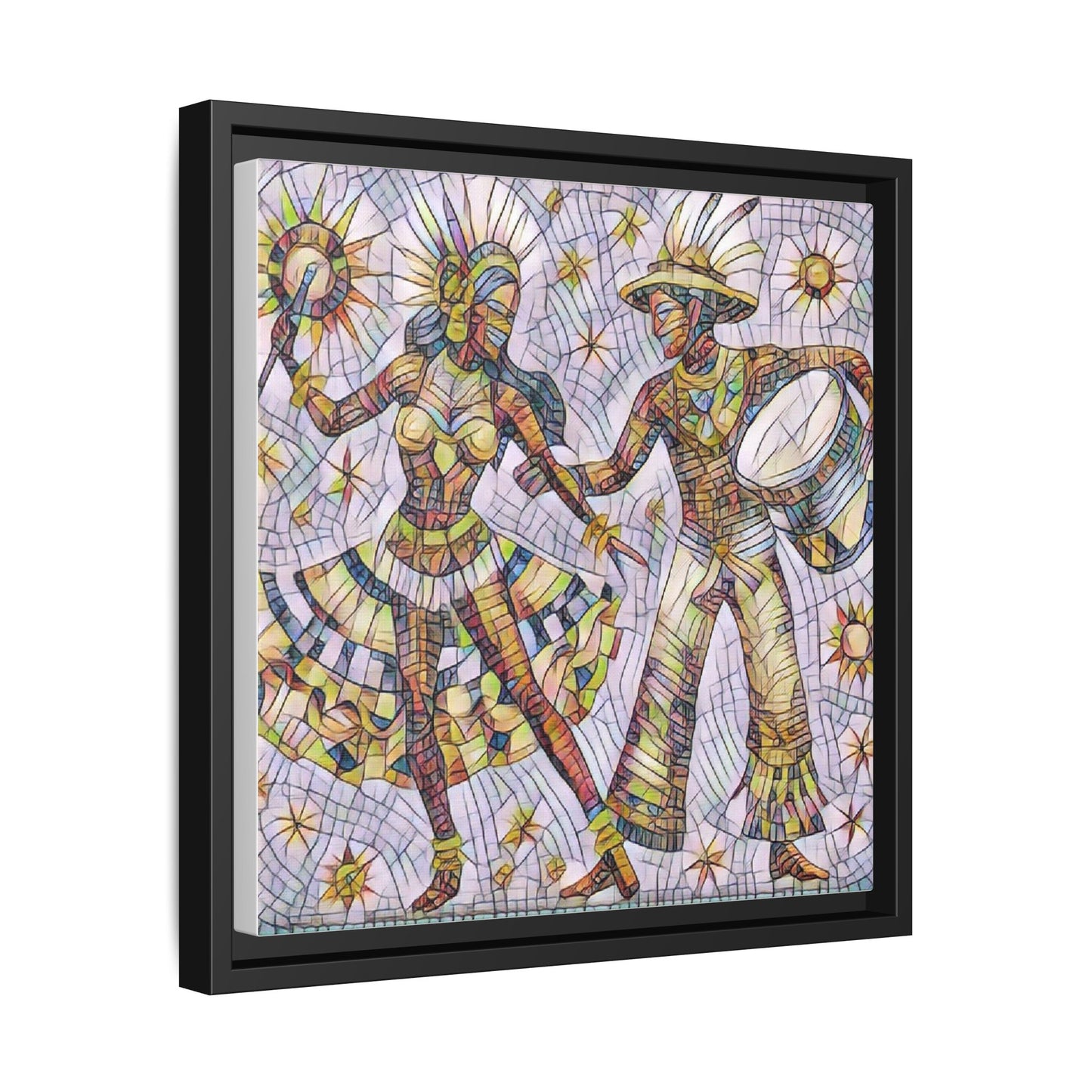 Carnival Dancers Framed Canvas Art – Colorful Samba Couple Print