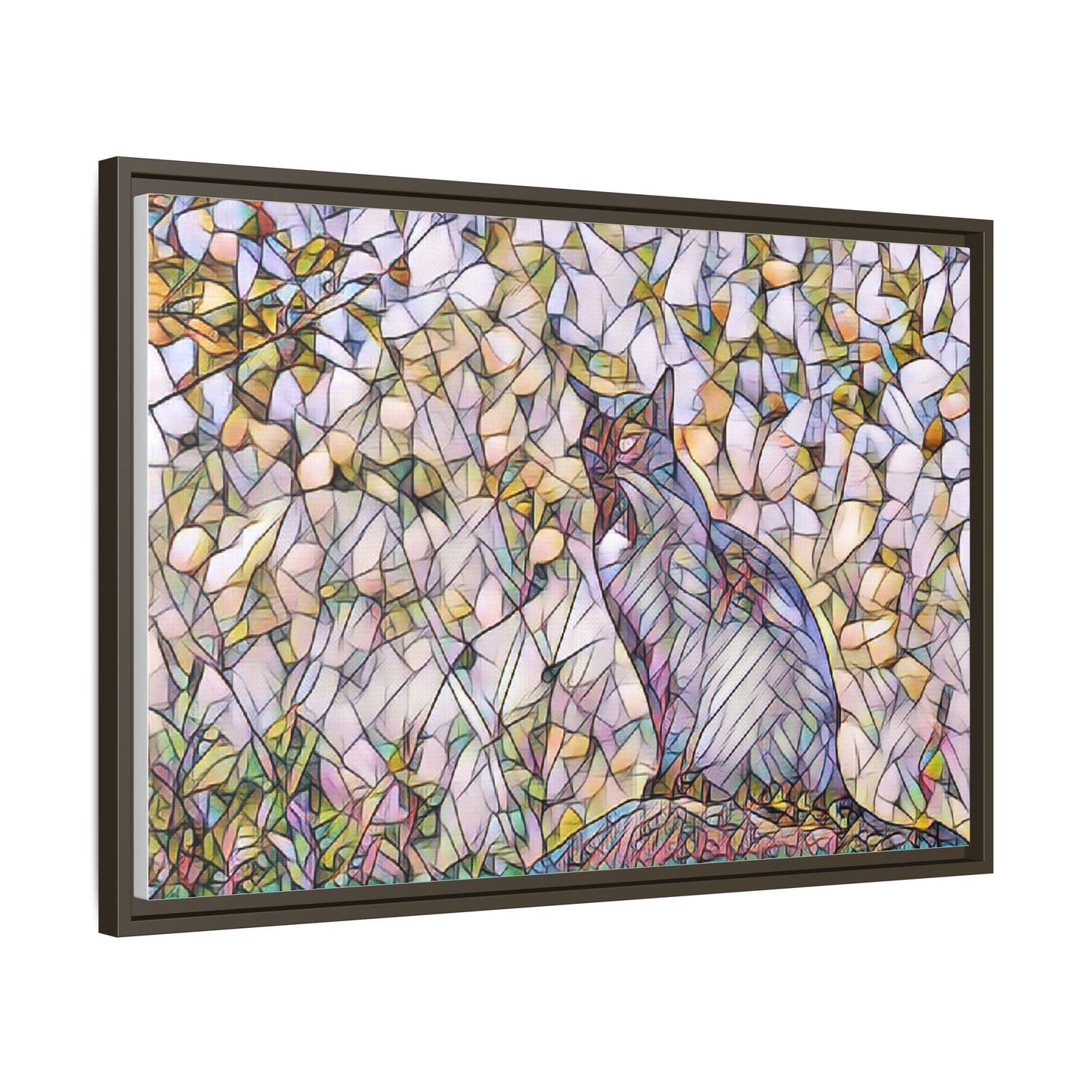 Framed Canvas Art - Stained Glass Heron Nature Print
