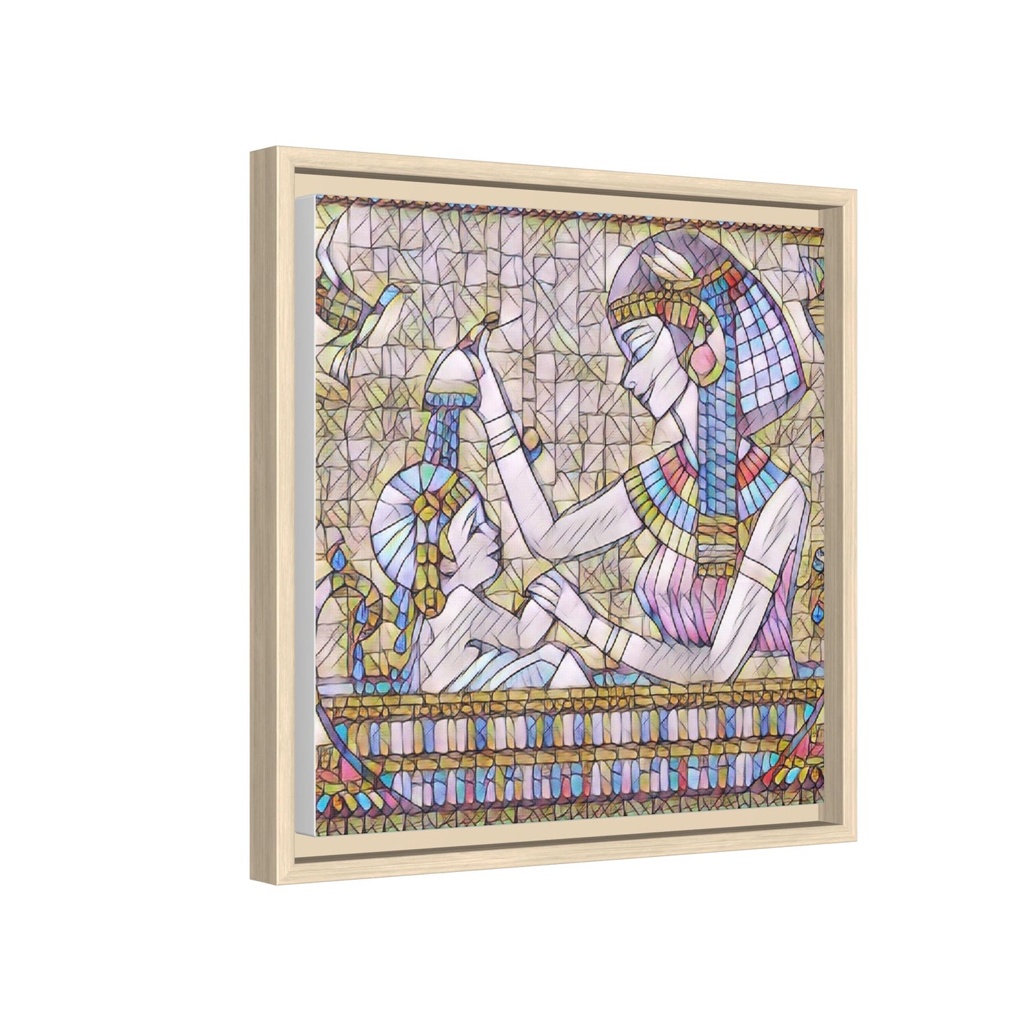 Egyptian Mosaic Mother & Child Framed Matte Canvas