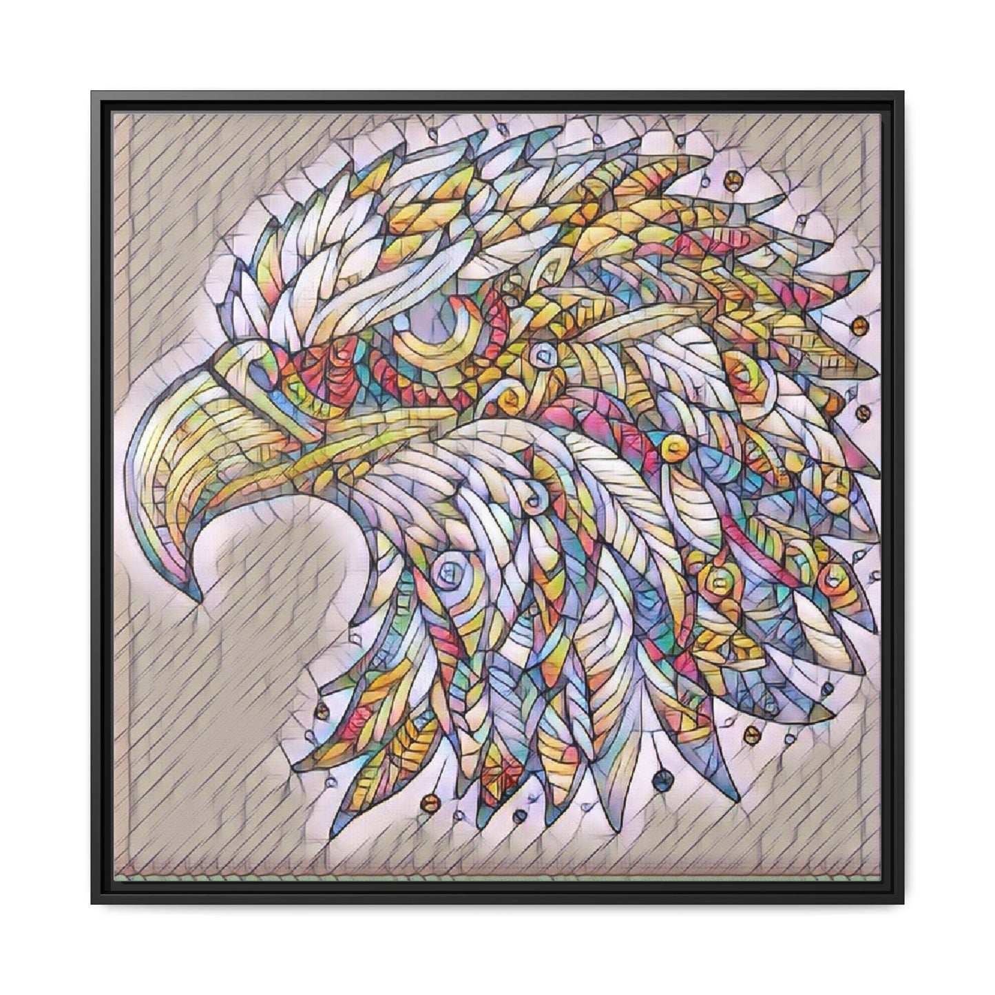Colorful Eagle Head Matte Framed Canvas Art
