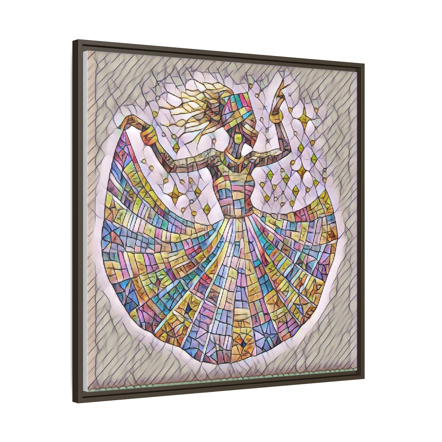 Colorful Mosaic Dance Framed Canvas Art