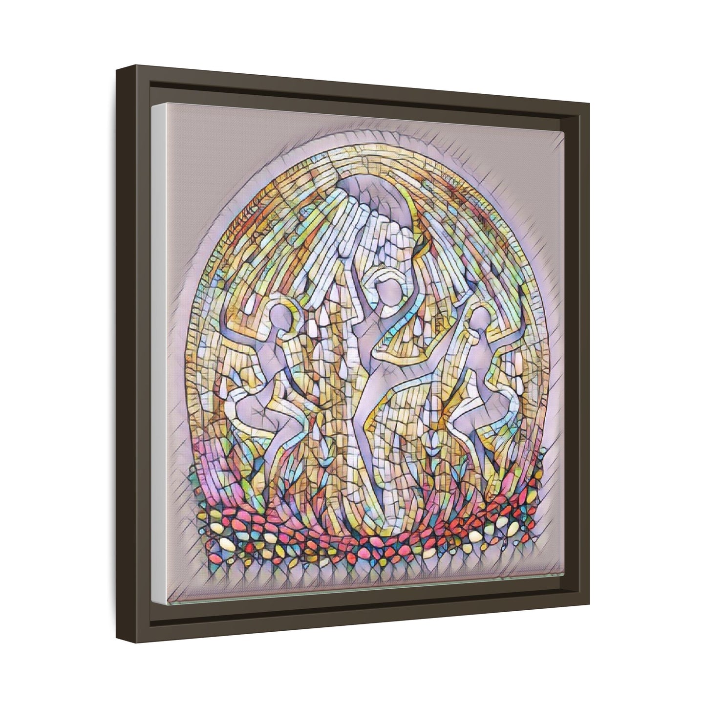 Framed Canvas Art - Stained Glass Dance Trio (Matte Multi-Color)