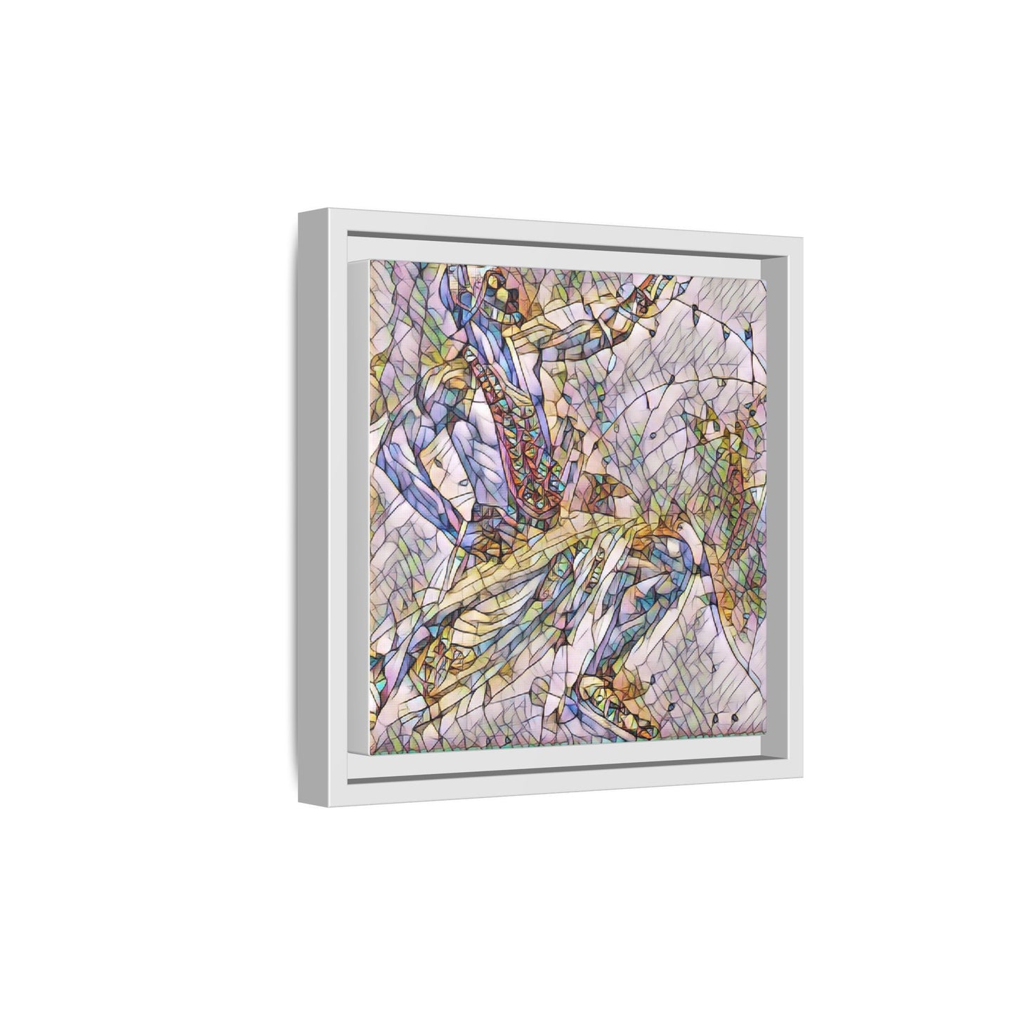 Abstract Stained-Glass Dancers — Framed Matte Canvas Art
