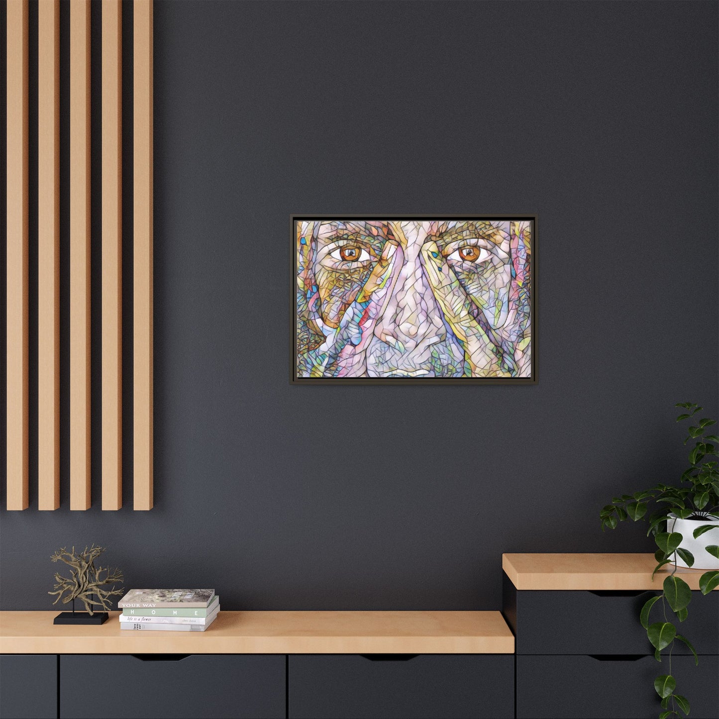 Abstract Stained-Glass Face Matte Canvas Framed Wall Art