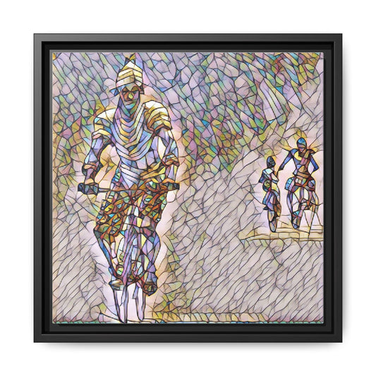 Cyclists Mosaic Matte Canvas Framed Wall Art