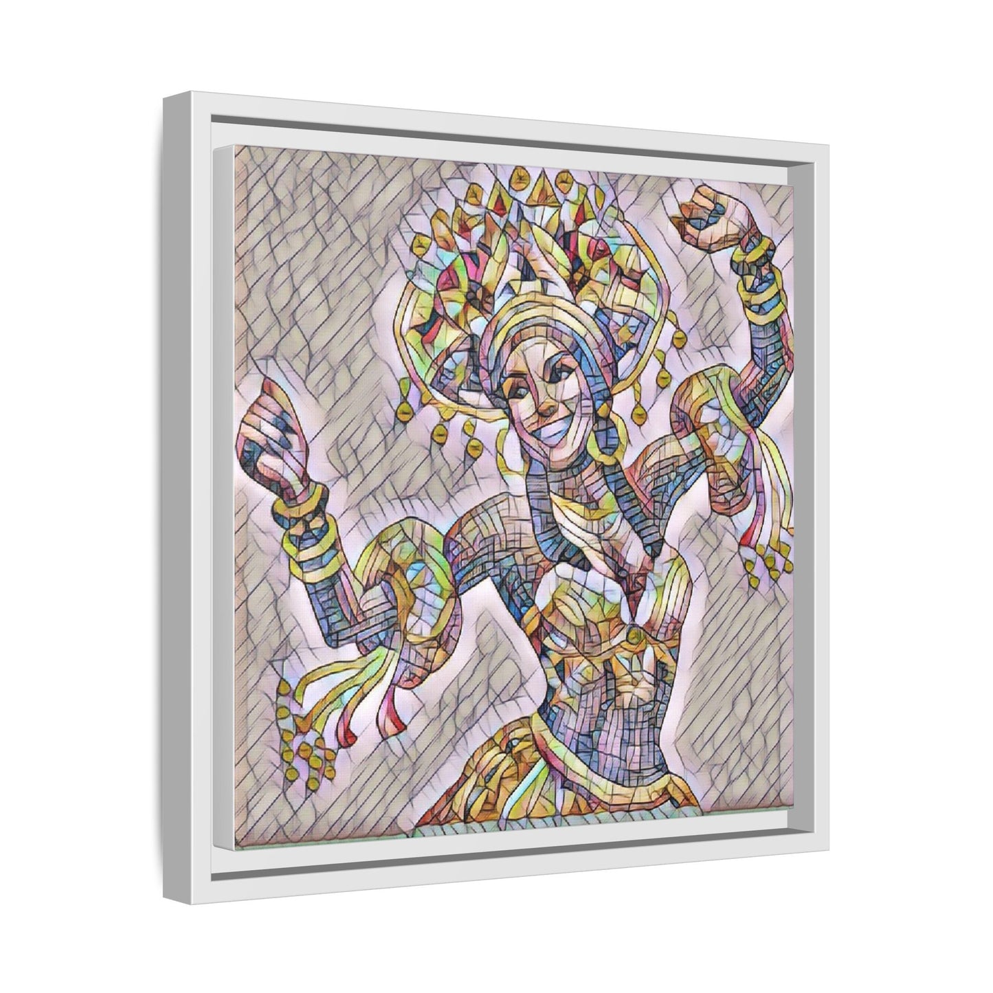Framed Matte Canvas: Colorful Carnival Dancer Artwork – Vibrant Ethnic Dance Wall Art