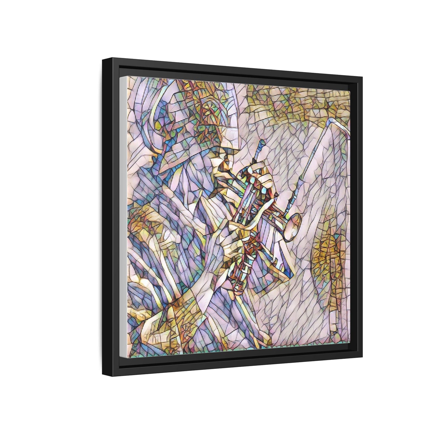 Framed Abstract Trumpet Player Matte Canvas Art