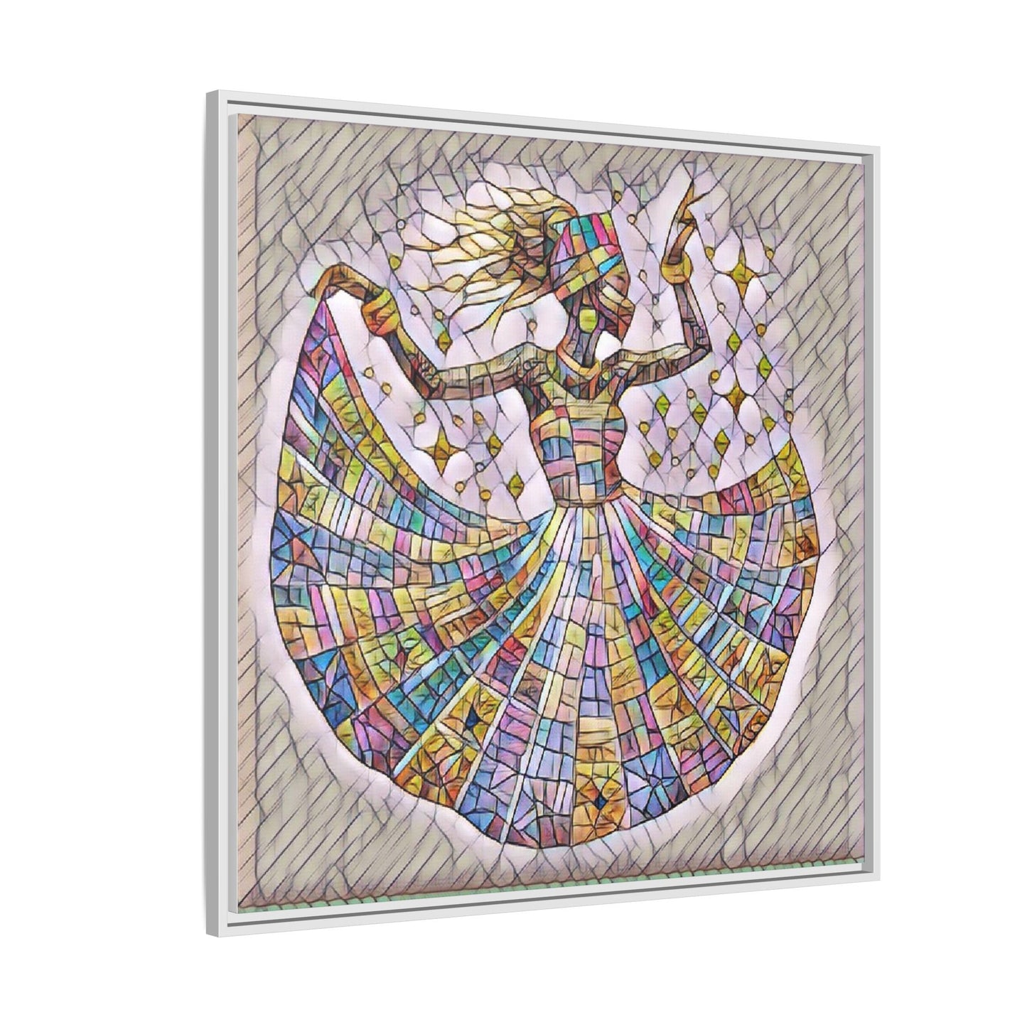 Colorful Mosaic Dance Framed Canvas Art