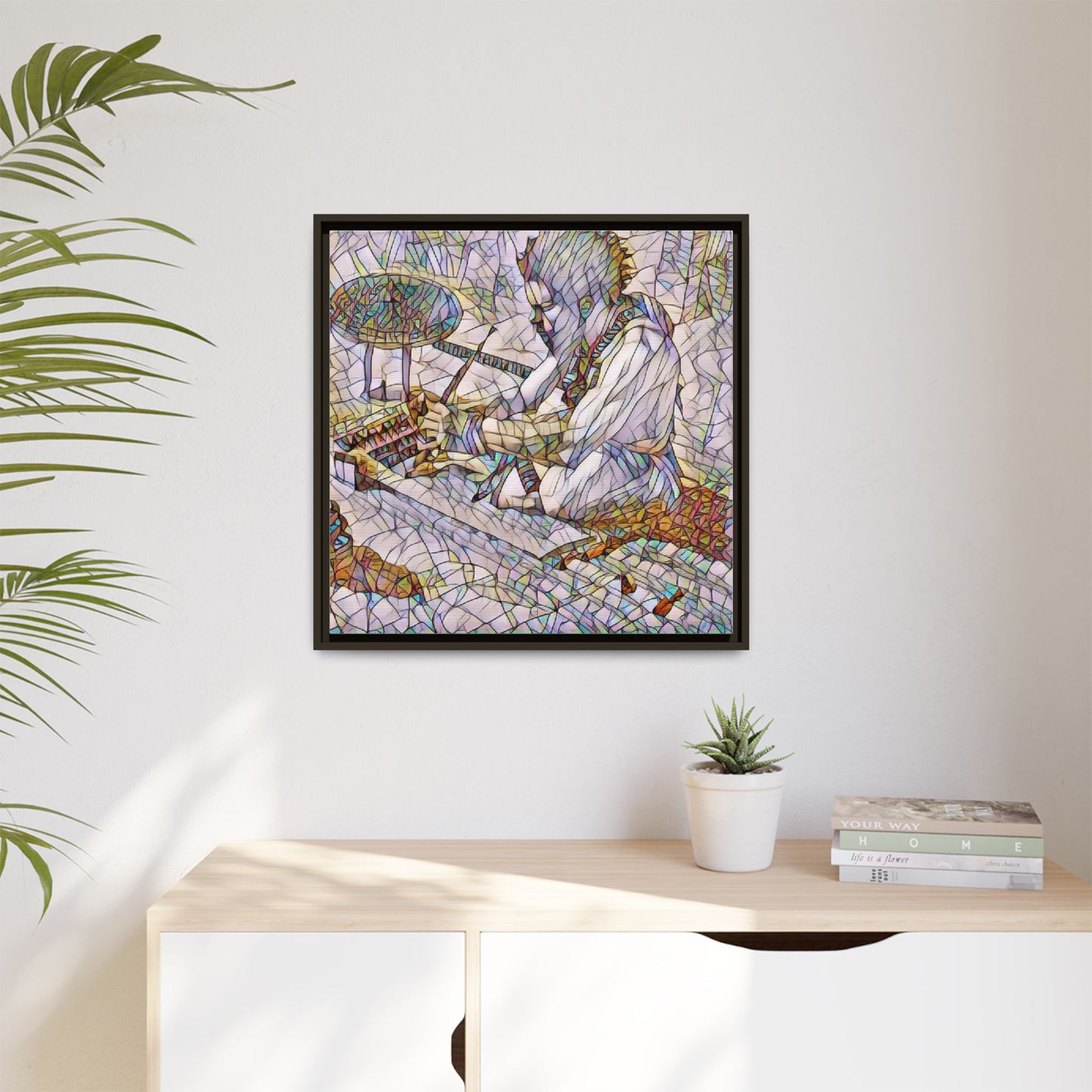 Framed Matte Canvas — Abstract Drummer Mosaic Wall Art