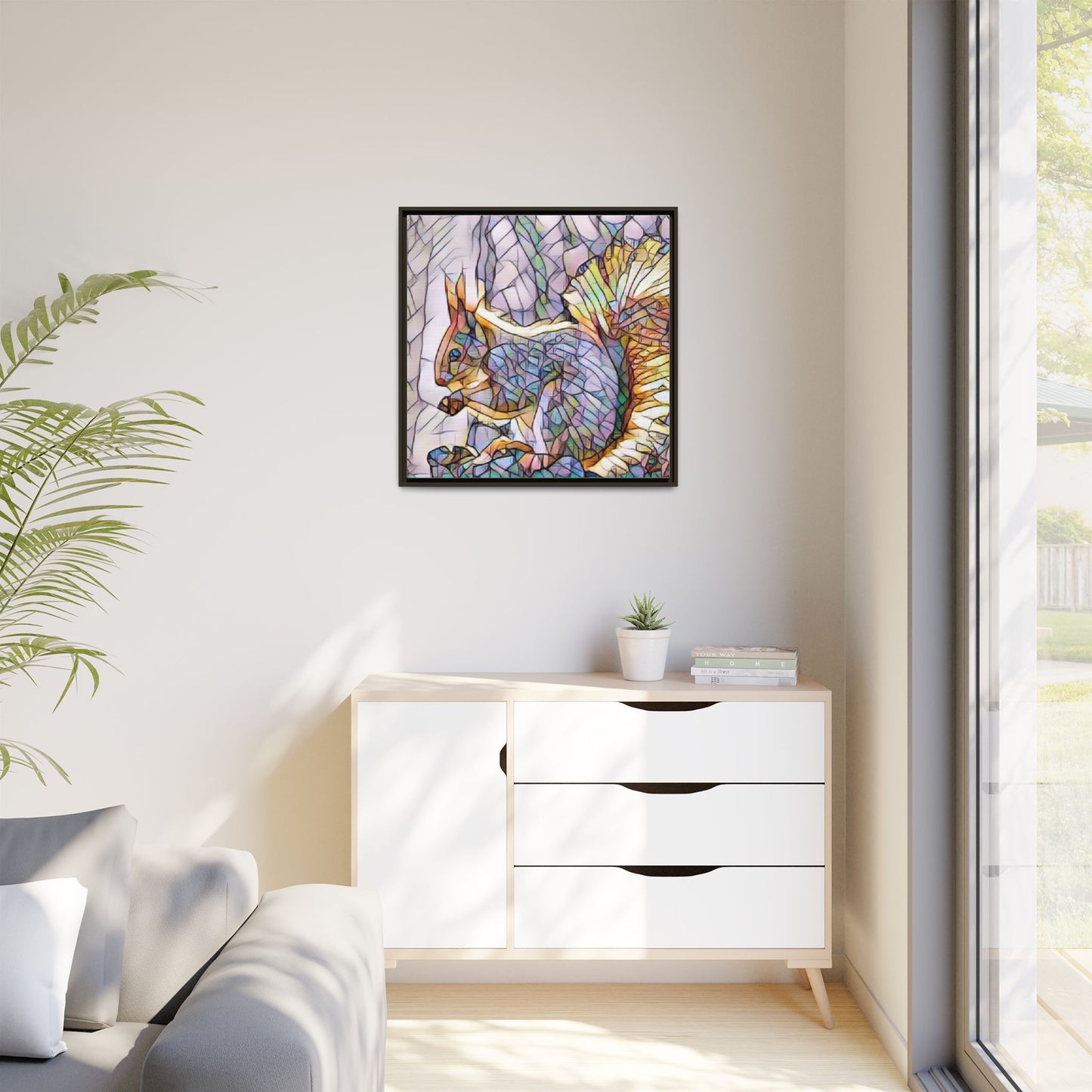Framed Squirrel Mosaic Matte Canvas Wall Art