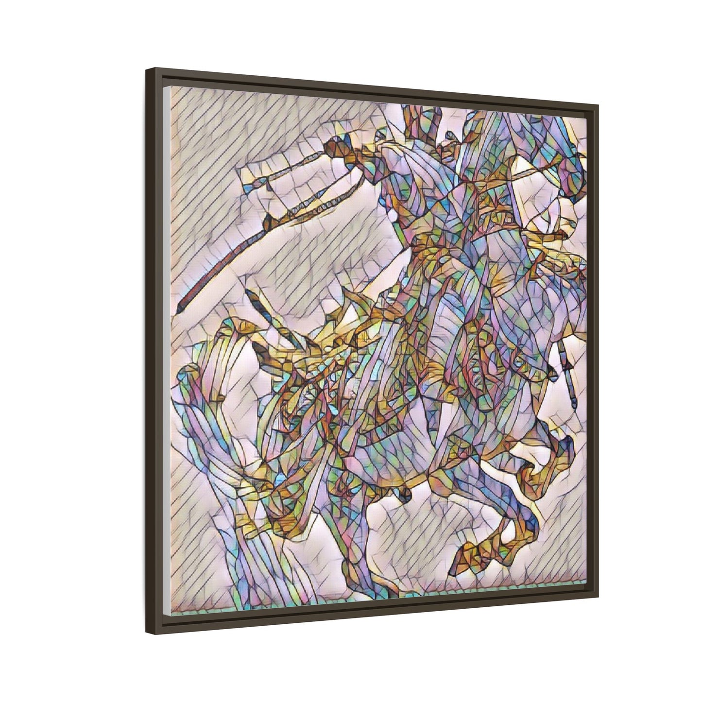 Framed Abstract Stained-Glass Horse Canvas