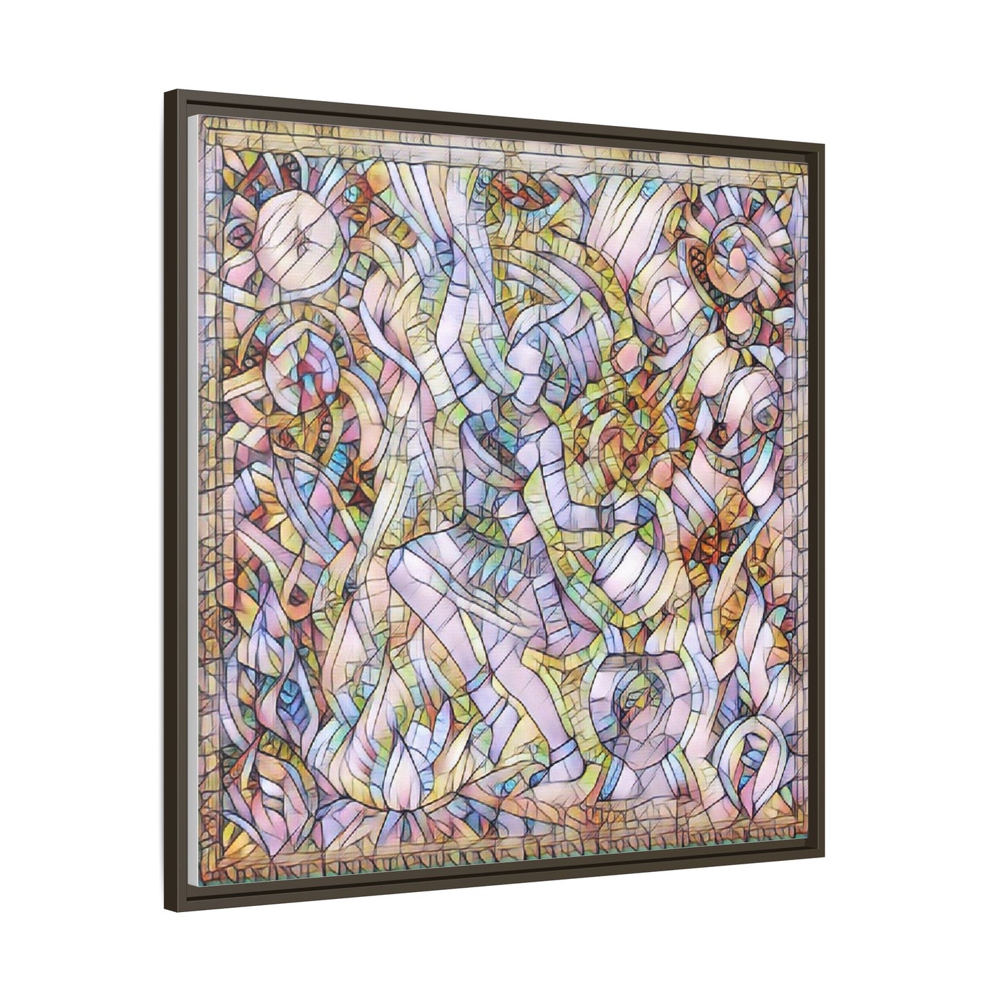 Abstract Stained Glass Dance Matte Framed Canvas