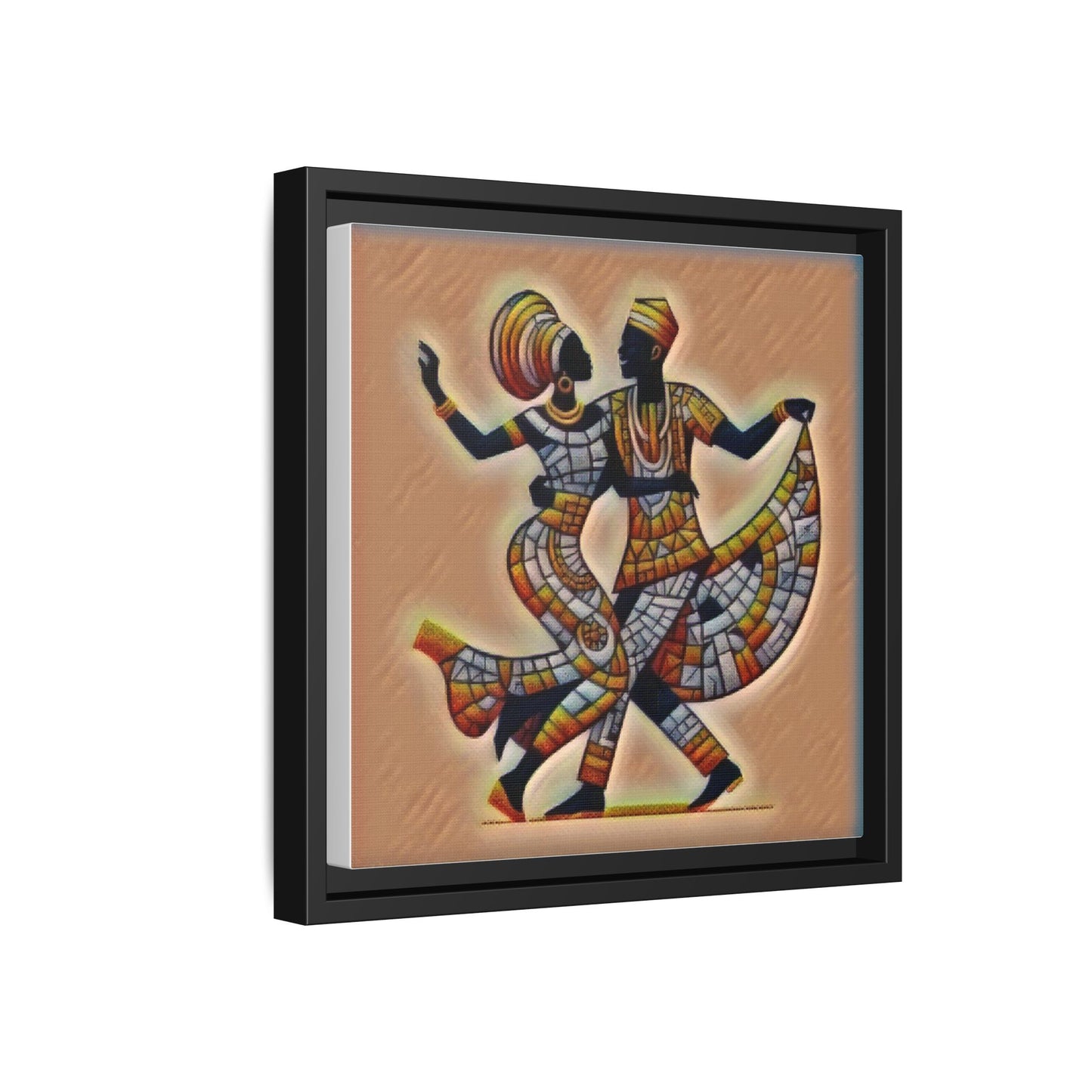 Framed African Dance Mosaic Art Print — Matte Canvas Wall Decor