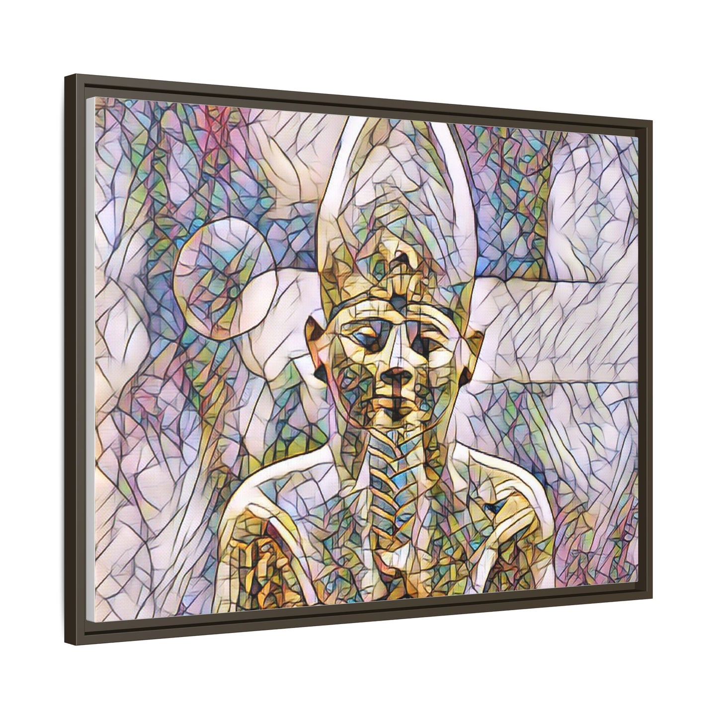Egyptian Pharaoh Stained-Glass Style Matte Canvas Print, Framed
