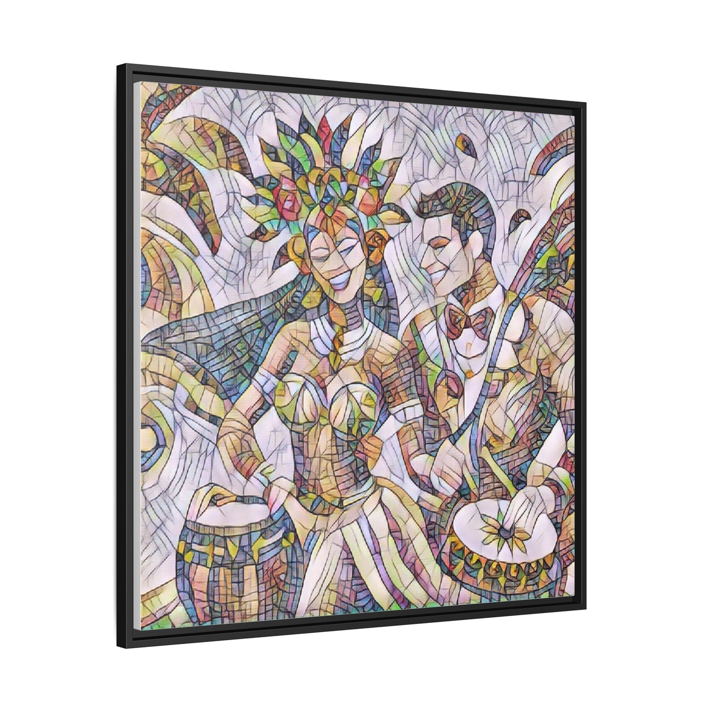 Carnival Samba Dancers Framed Canvas Art — Colorful Brazilian Festival Wall Decor