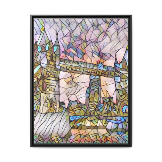 Stained Glass Tower Bridge Matte Framed Canvas