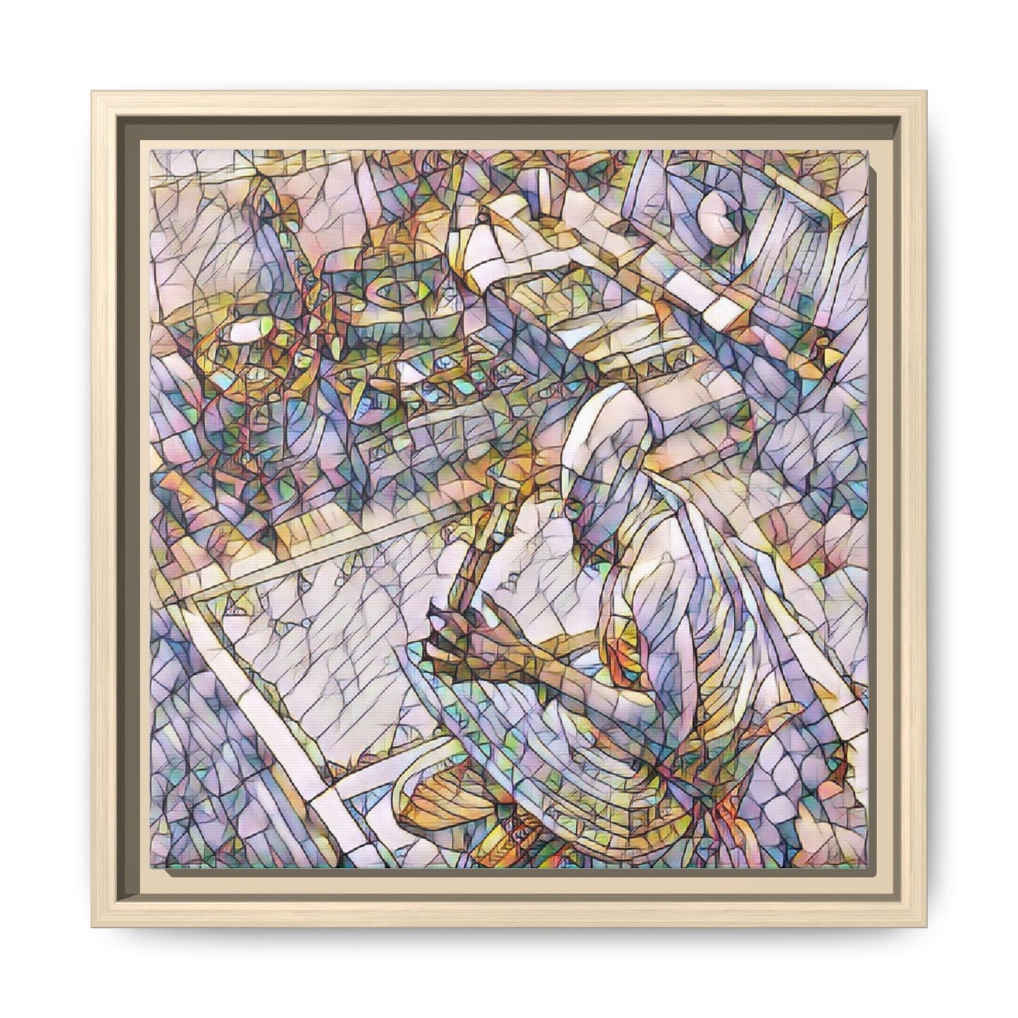 Stained-Glass DJ Matte Canvas Print (Framed) — Colorful Music Room Wall Art
