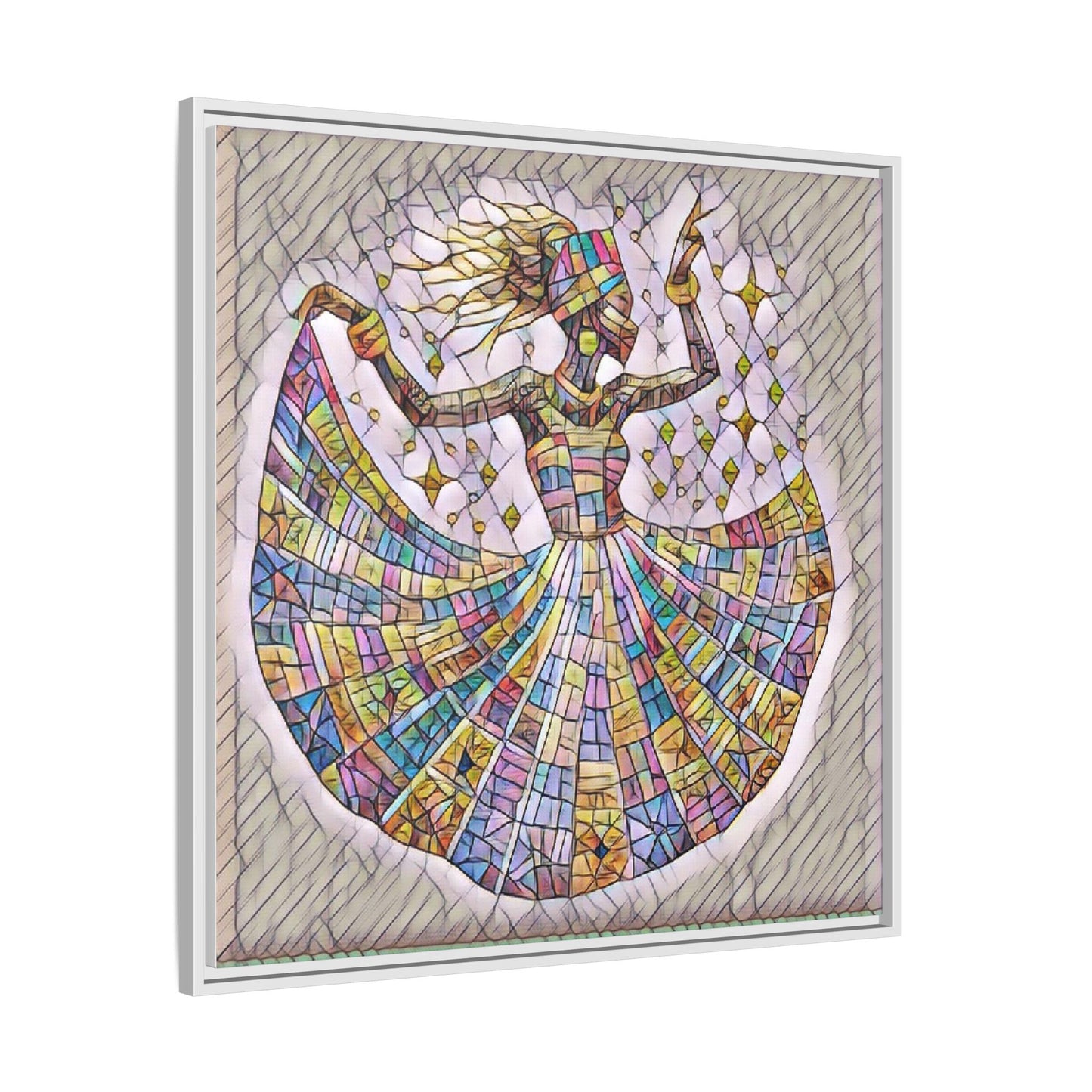 Colorful Mosaic Dance Framed Canvas Art