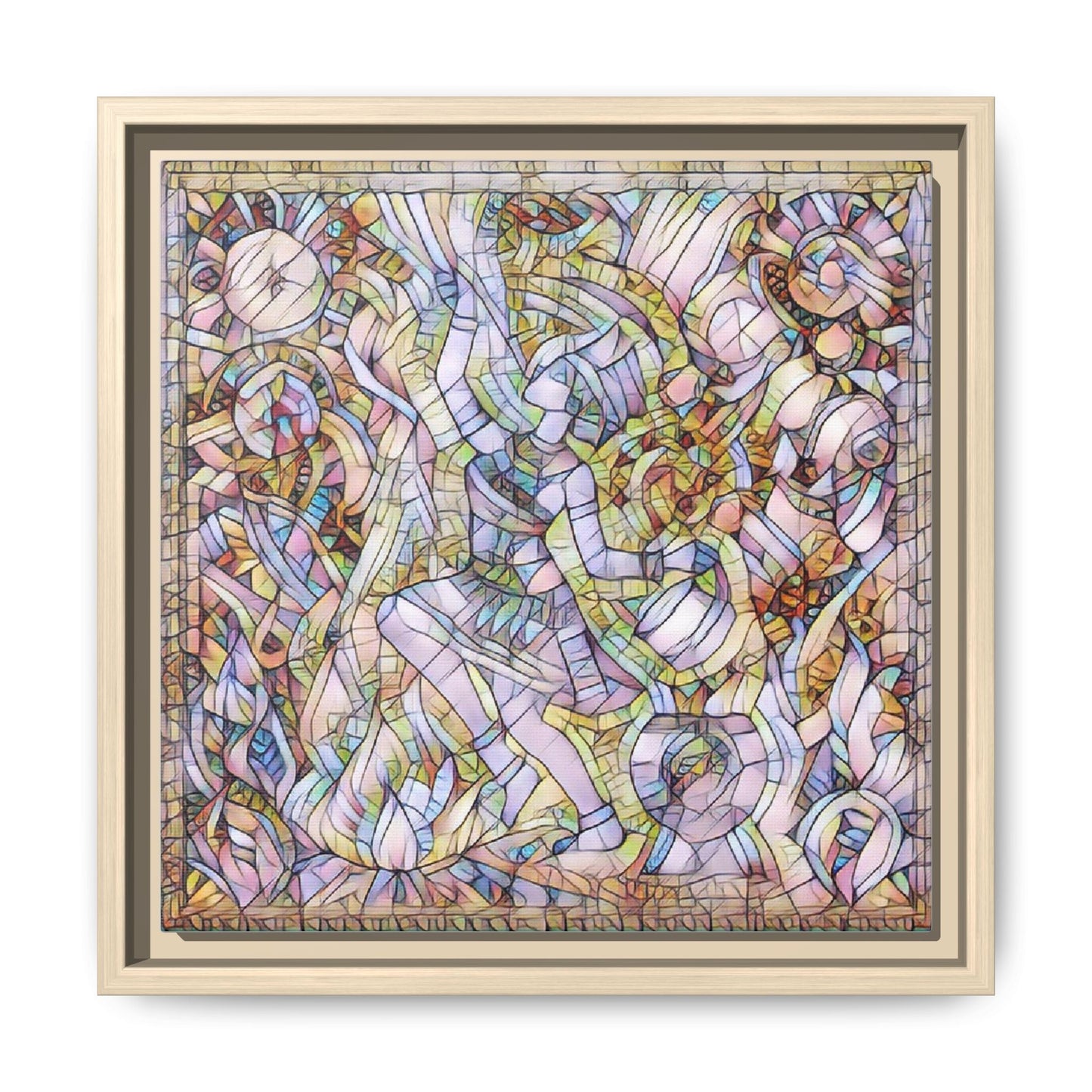 Abstract Stained Glass Dance Matte Framed Canvas