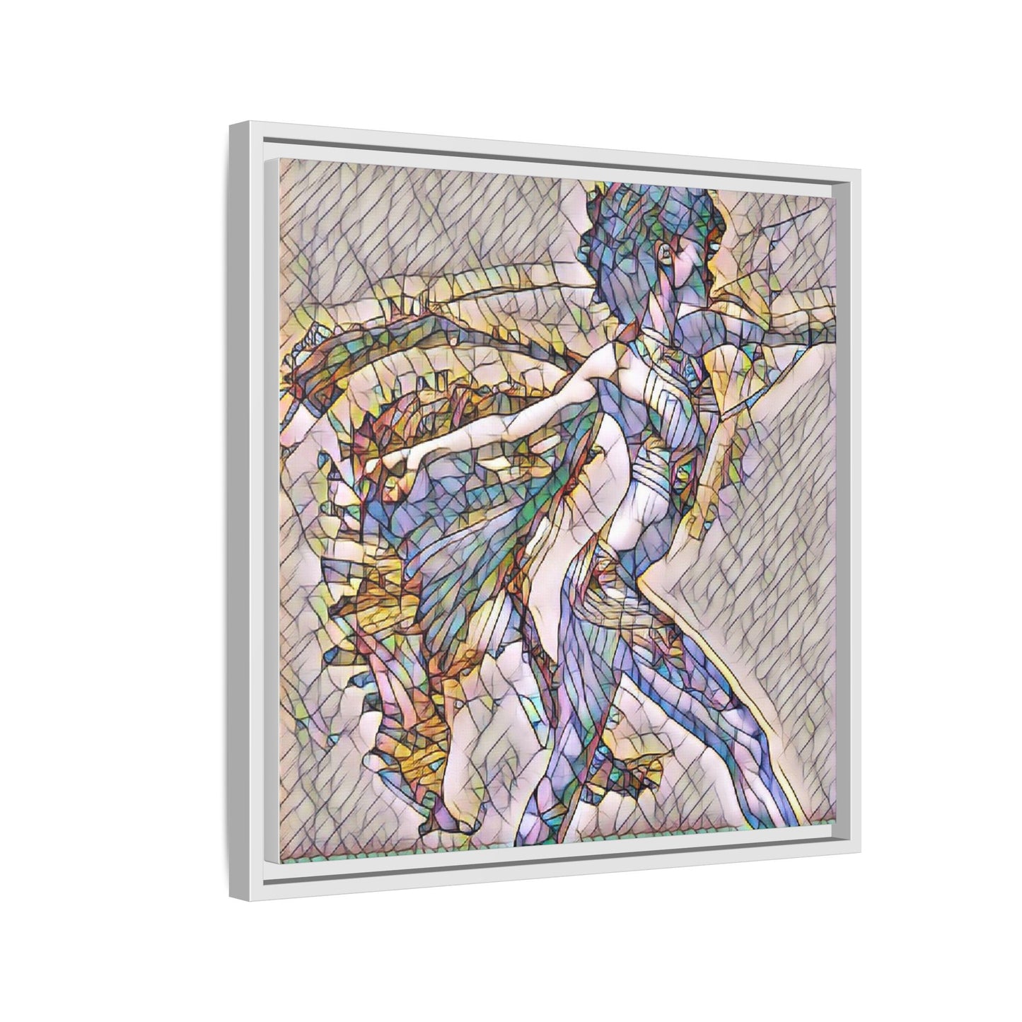 Abstract Stained-Glass Dancer Framed Canvas Art