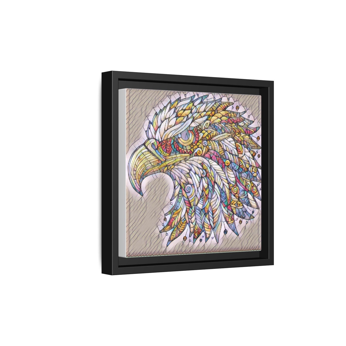 Colorful Eagle Head Matte Framed Canvas Art