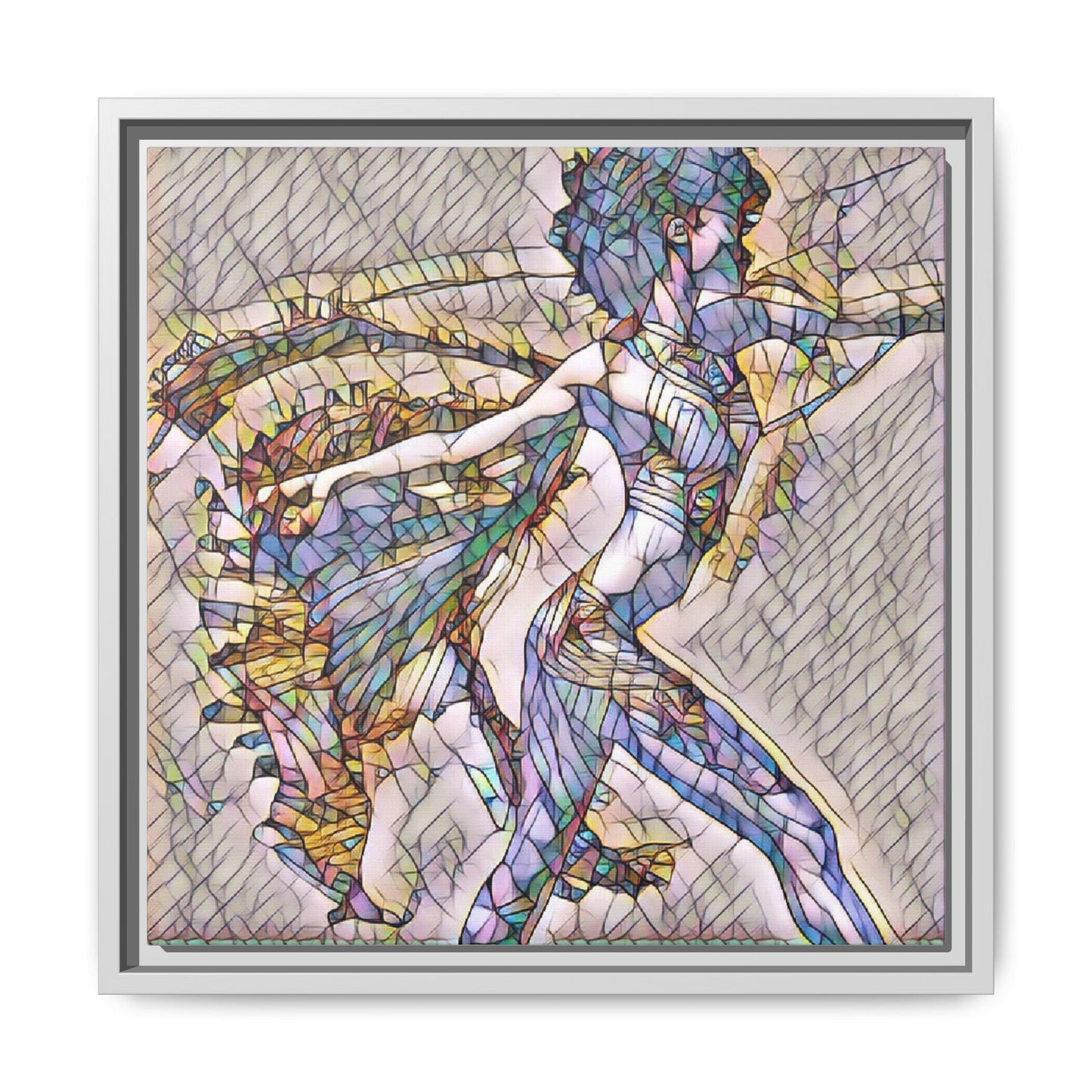 Abstract Stained-Glass Dancer Framed Canvas Art