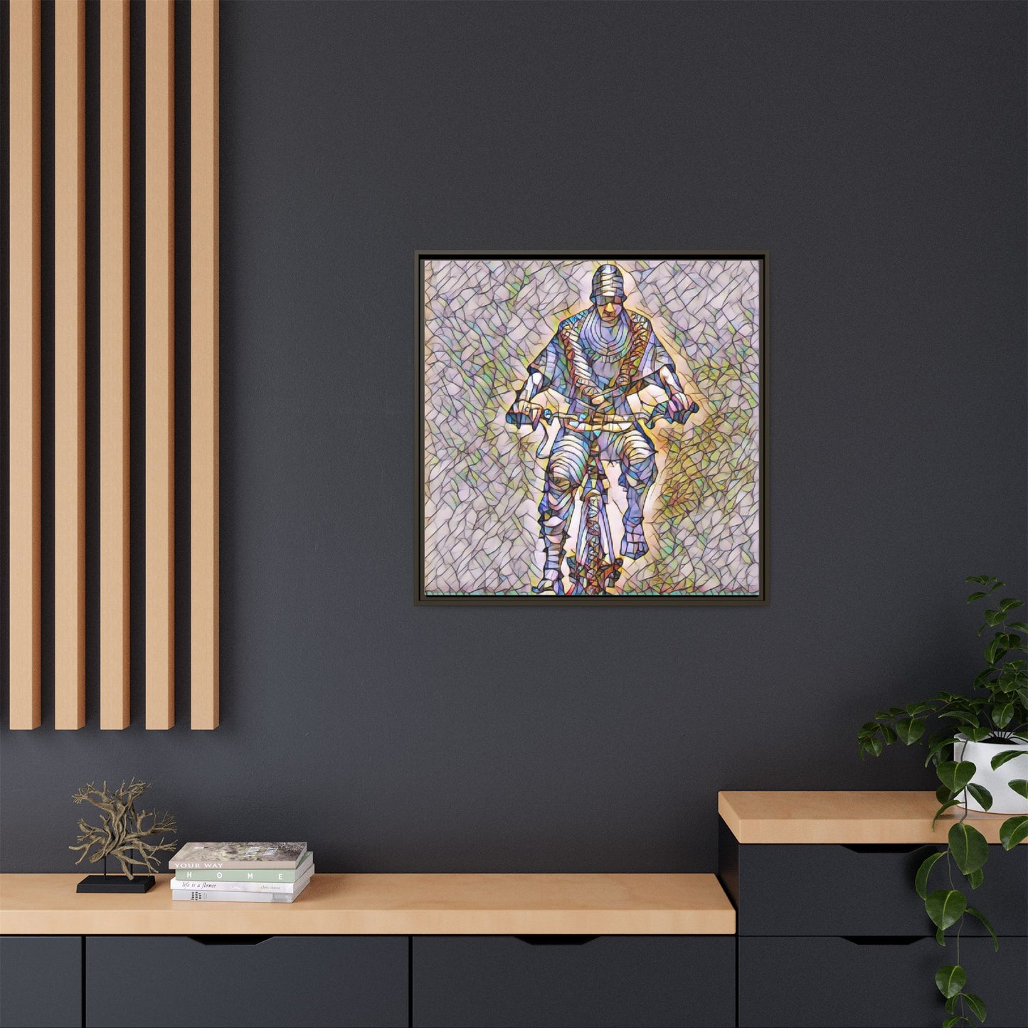 Yekhee Bicycle Rider - Framed Canvas Wall Art Print | Cycling Decor