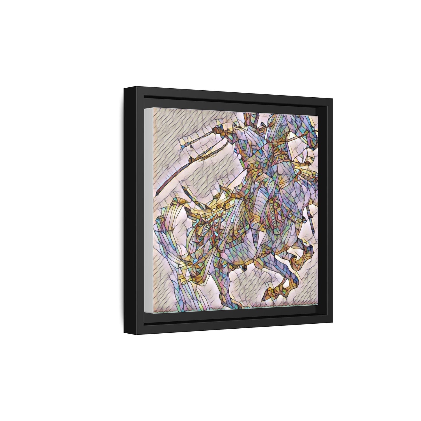 Framed Abstract Stained-Glass Horse Canvas
