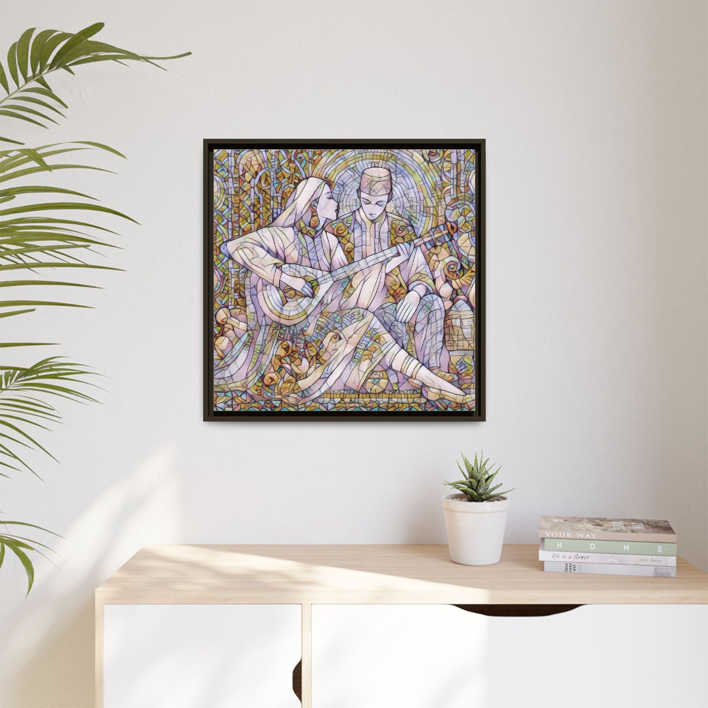 Love Song Serenade - Framed Canvas Wall Art | Guitar Player Romantic Print