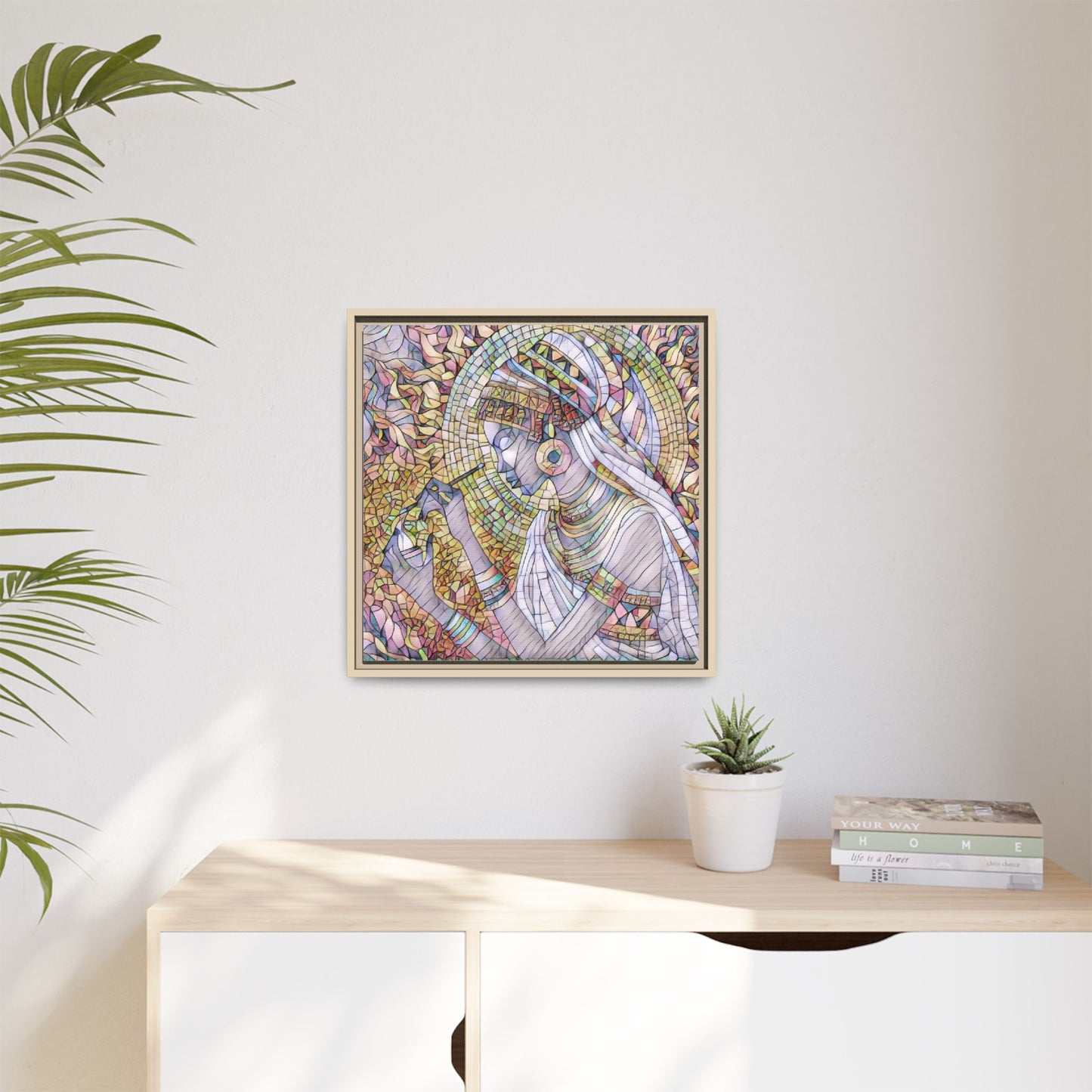 Egyptian Goddess Stained-Glass Matte Canvas (Framed)