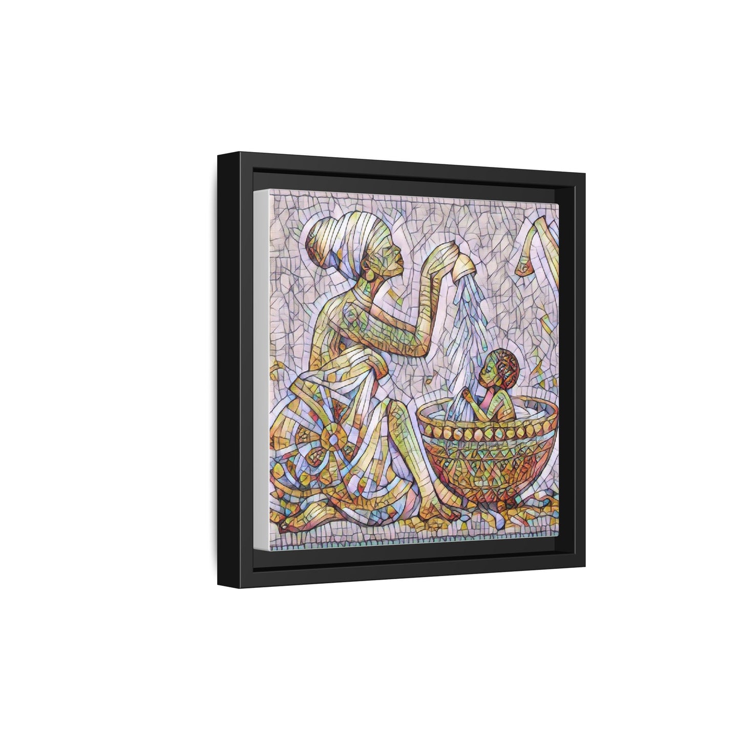 African Mother and Child Mosaic Matte Canvas (Framed)