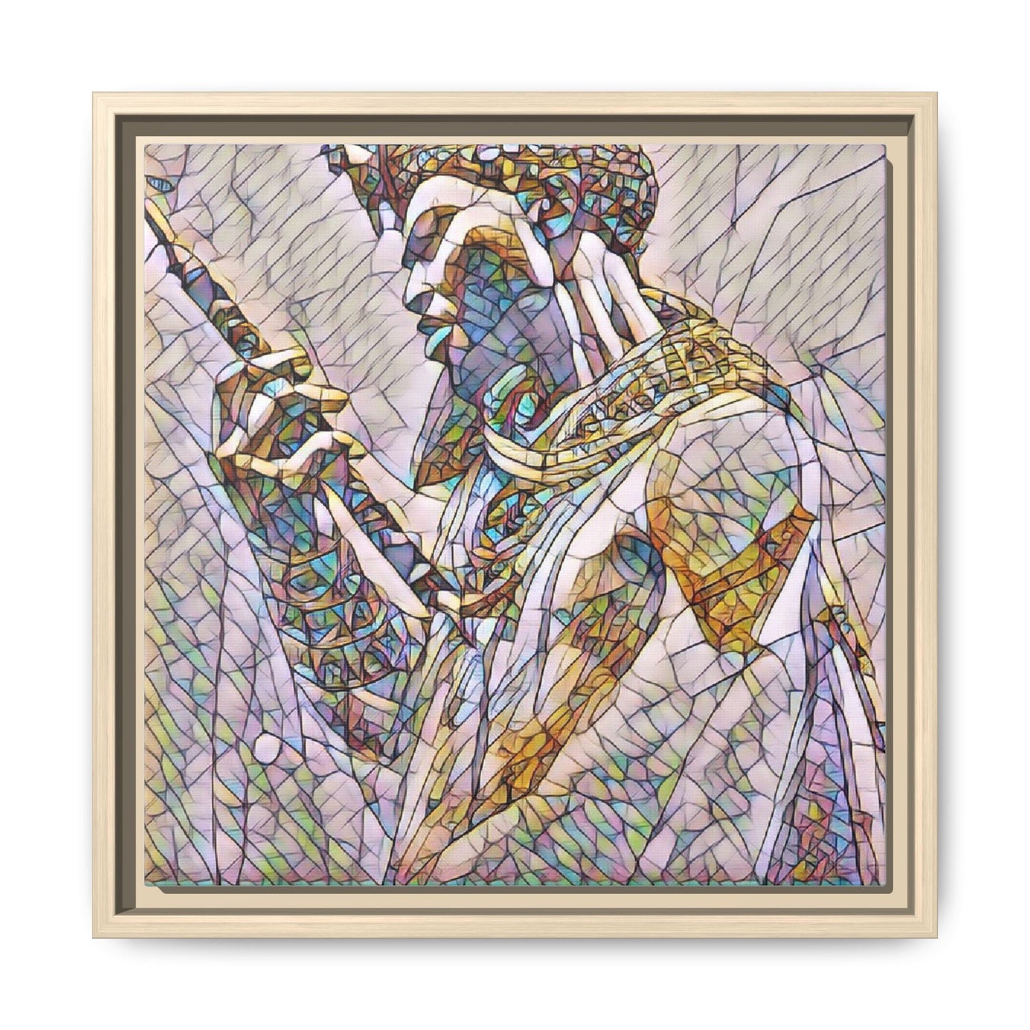 Egyptian Pharaoh Stained Glass Art — Framed Matte Canvas