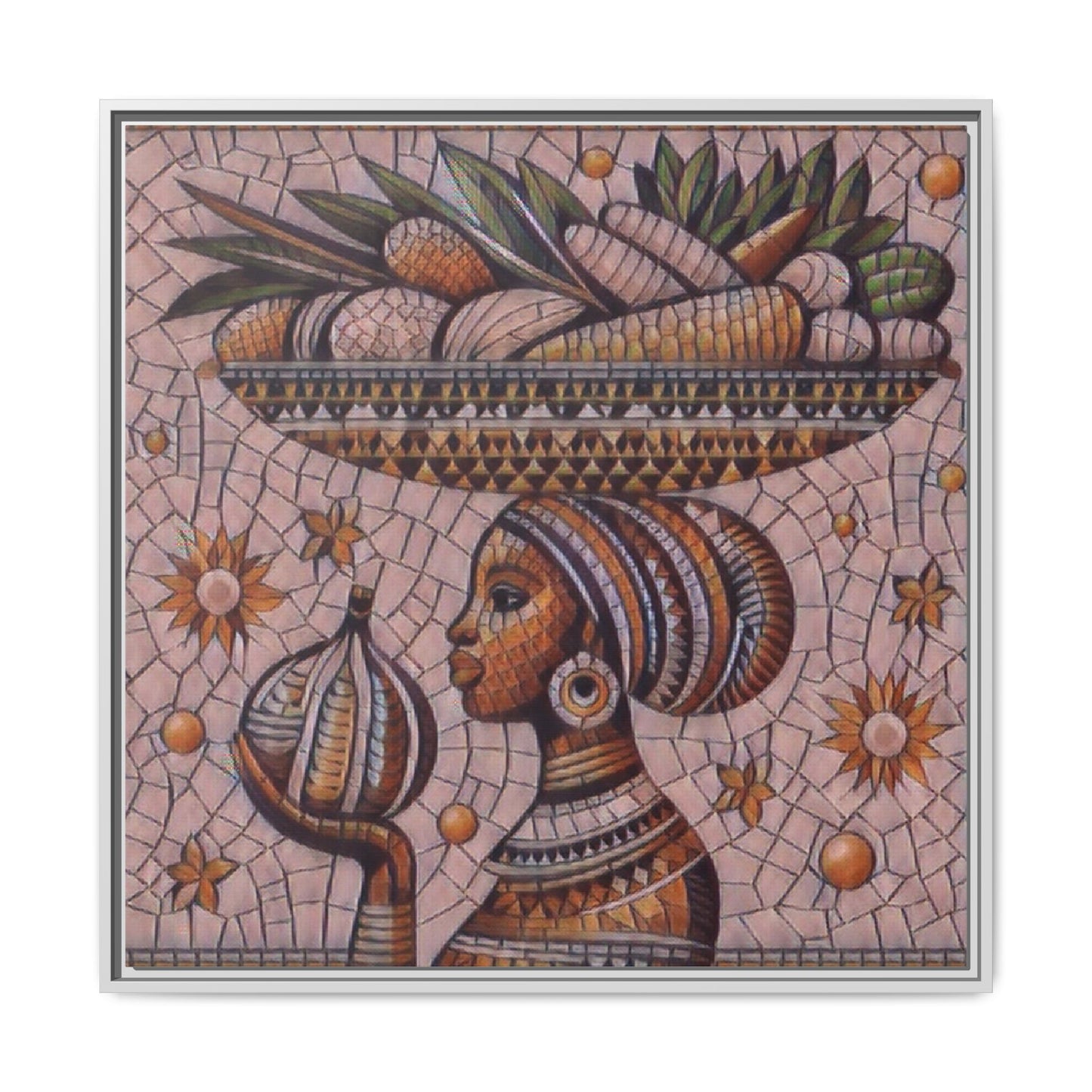 Egyptian Mosaic Goddess Matte Framed Canvas Wall Art