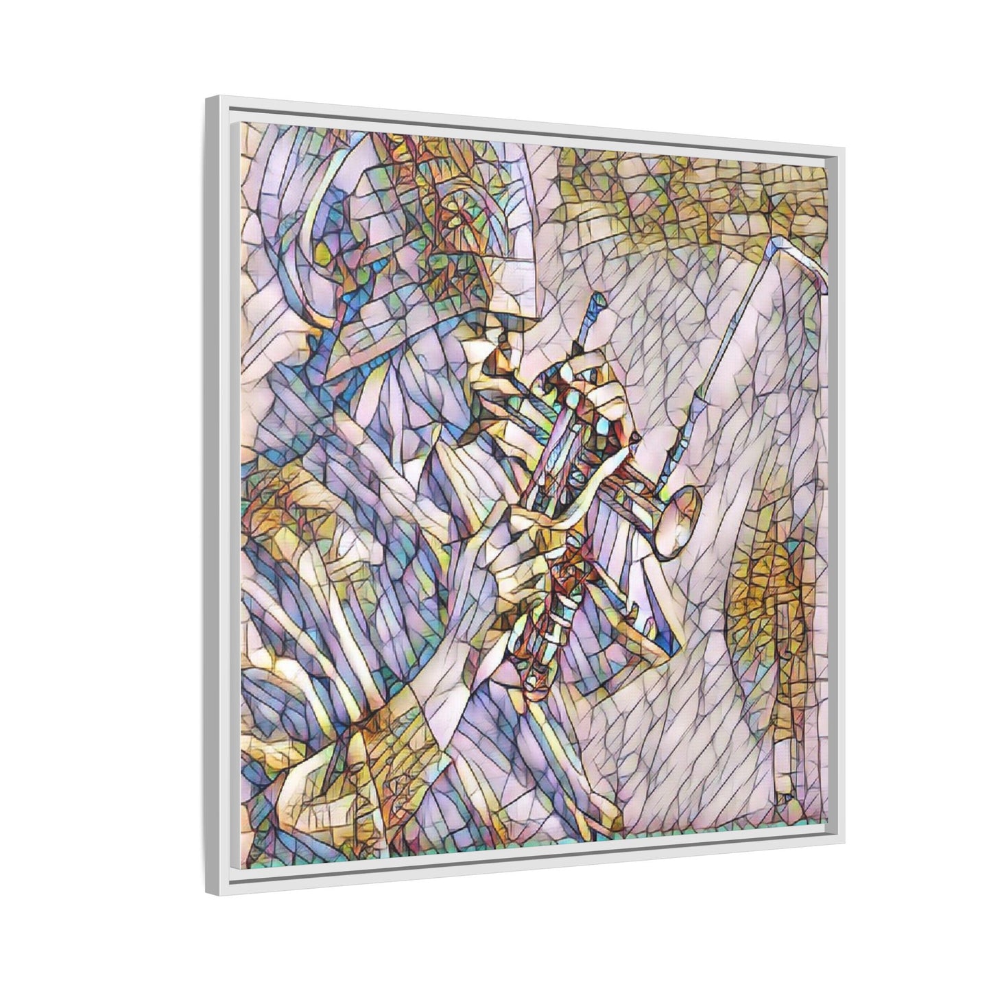 Framed Abstract Trumpet Player Matte Canvas Art