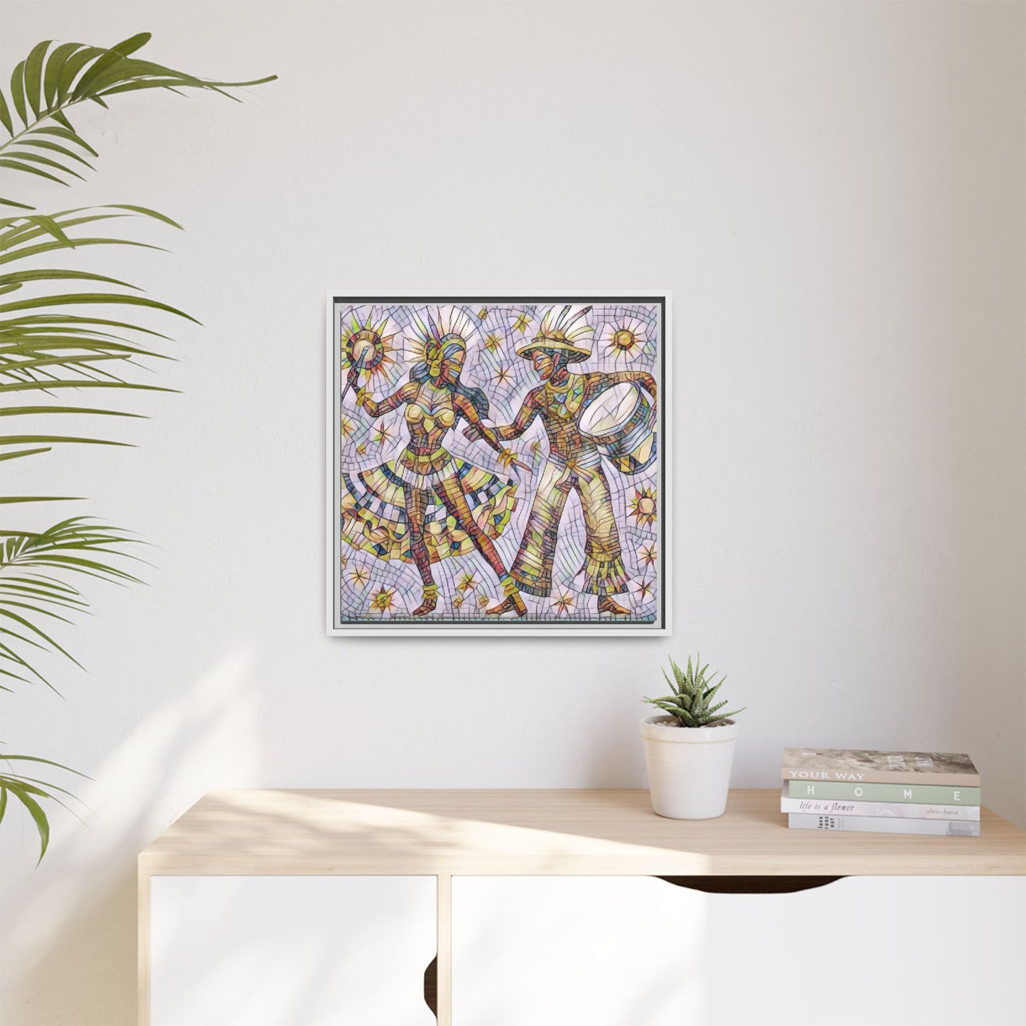 Carnival Dancers Framed Canvas Art – Colorful Samba Couple Print