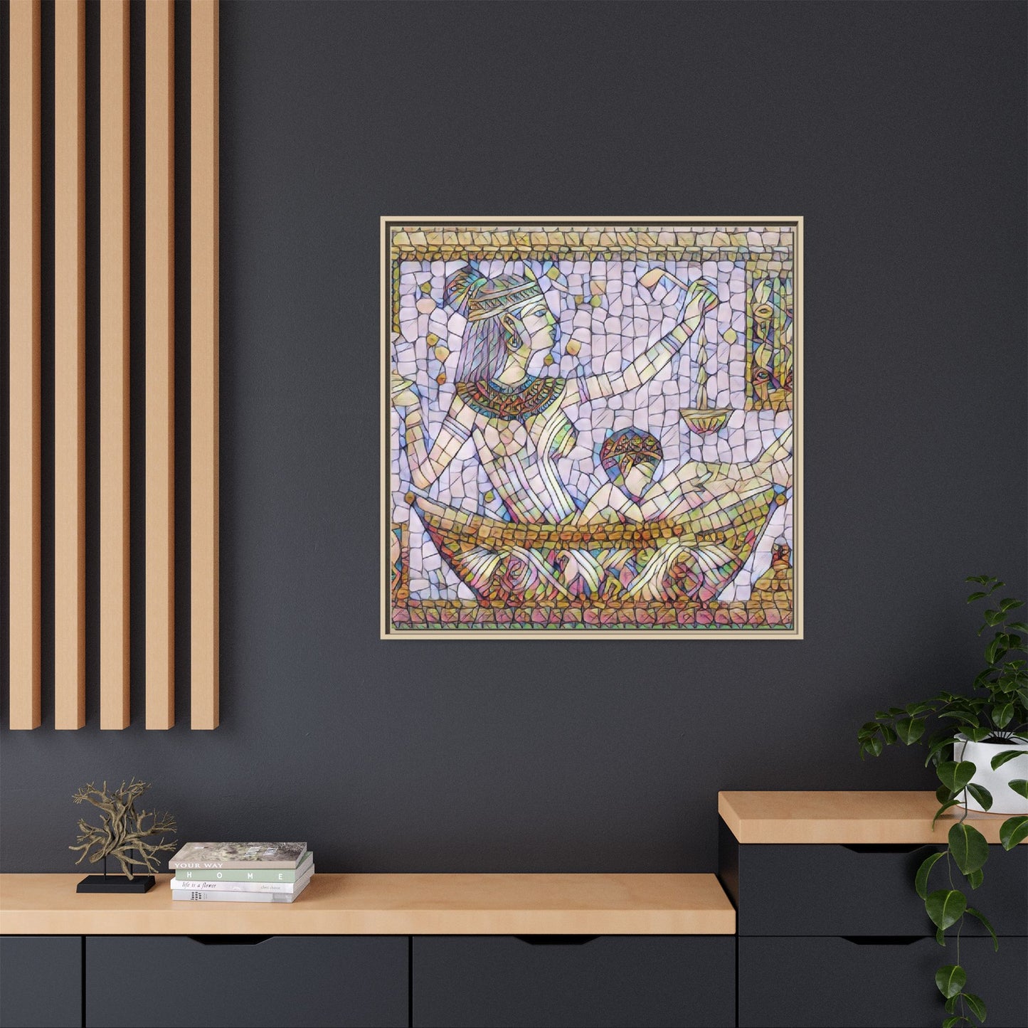 Egyptian Mosaic Goddess Matte Canvas Print (Framed)