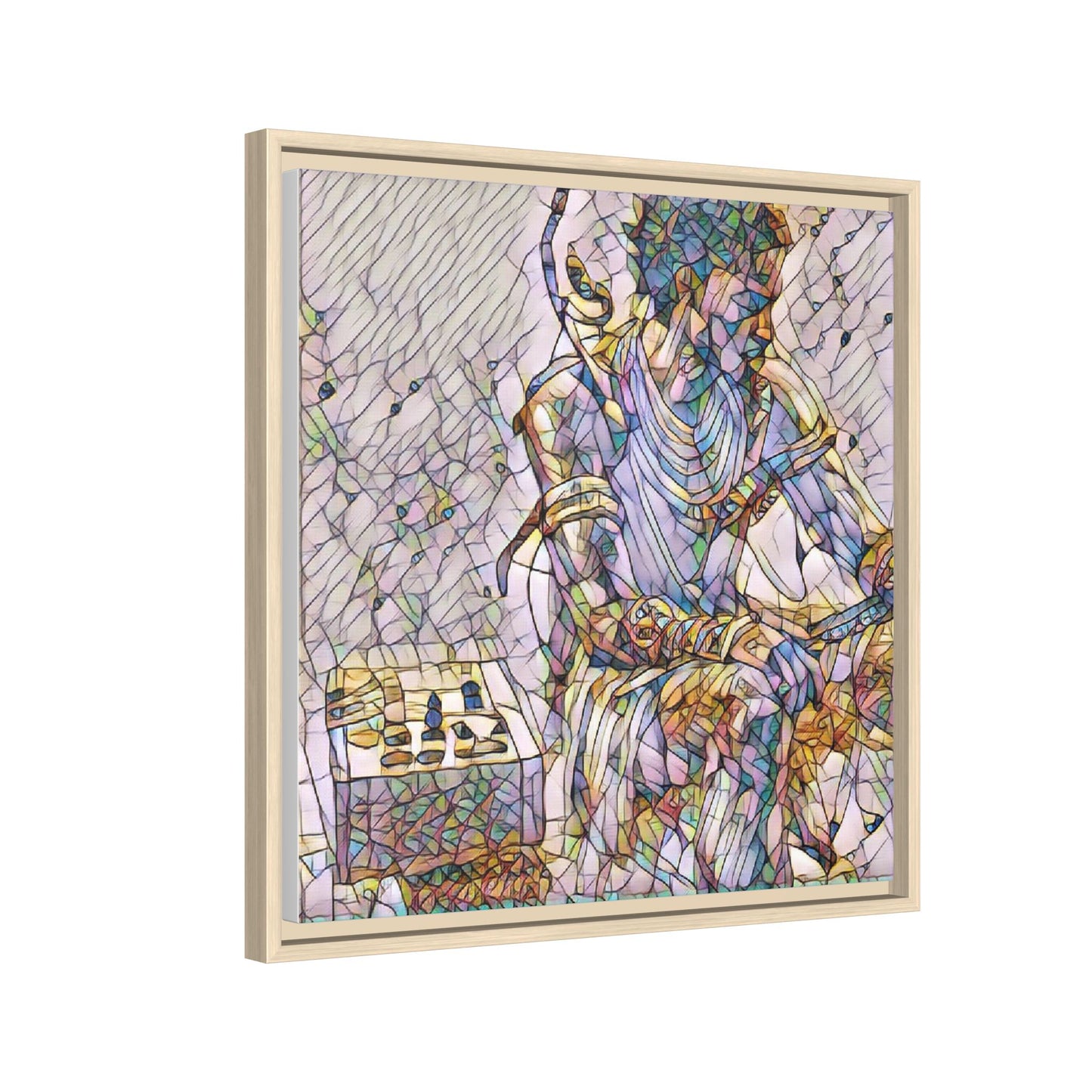 Framed Matte Canvas Art — Abstract Stained-Glass Chess Player