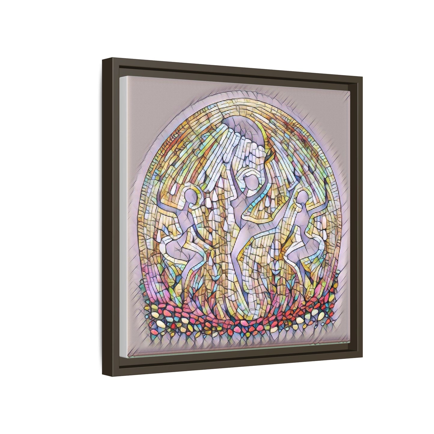 Framed Canvas Art - Stained Glass Dance Trio (Matte Multi-Color)