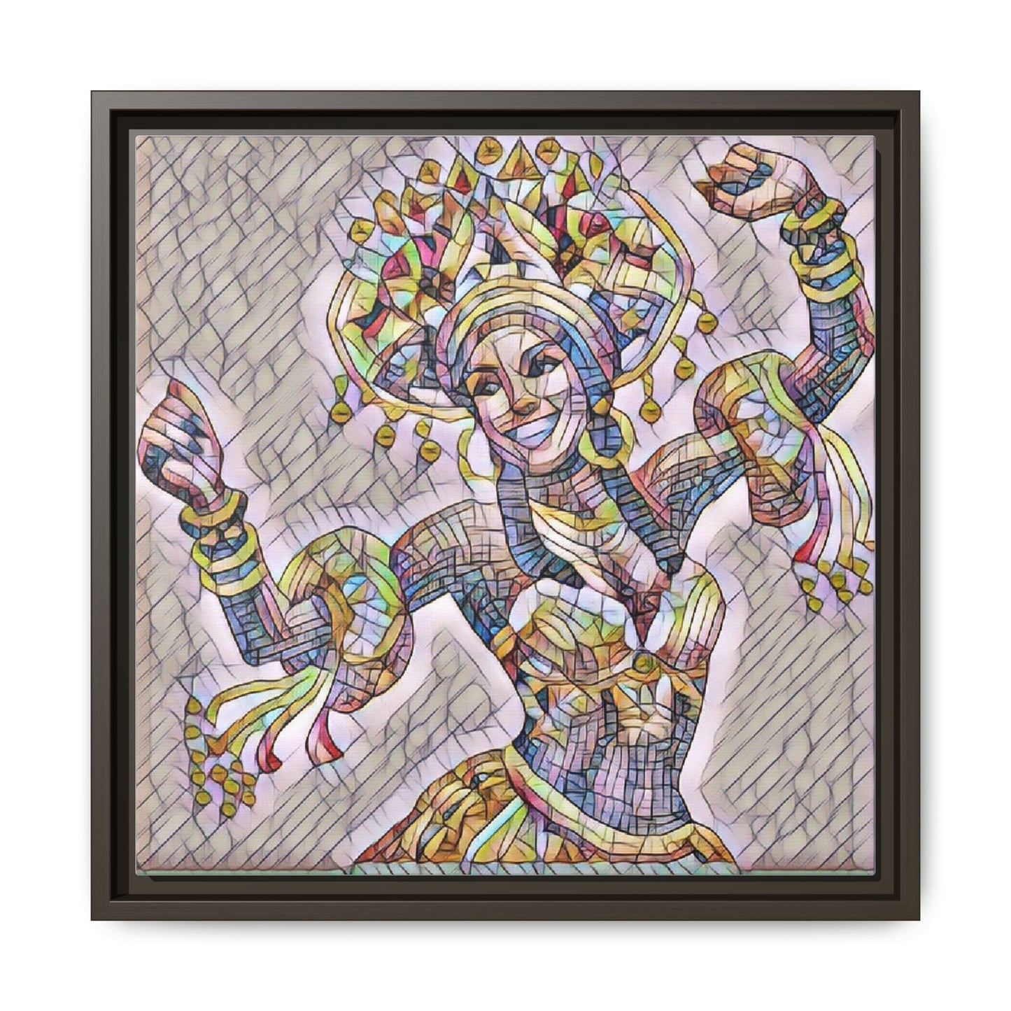 Framed Matte Canvas: Colorful Carnival Dancer Artwork – Vibrant Ethnic Dance Wall Art