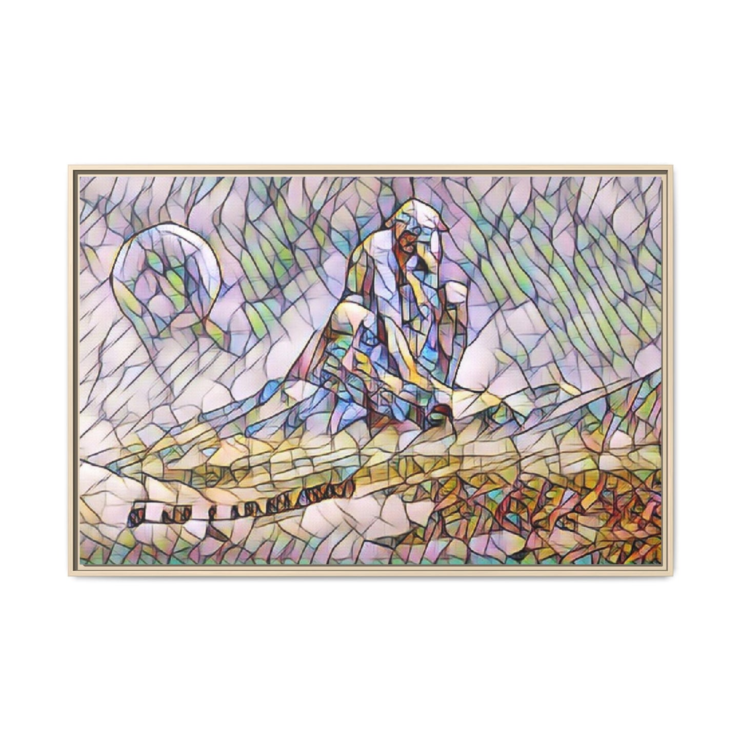 Stained-Glass Surfing Canvas Print — Framed Matte Wall Art