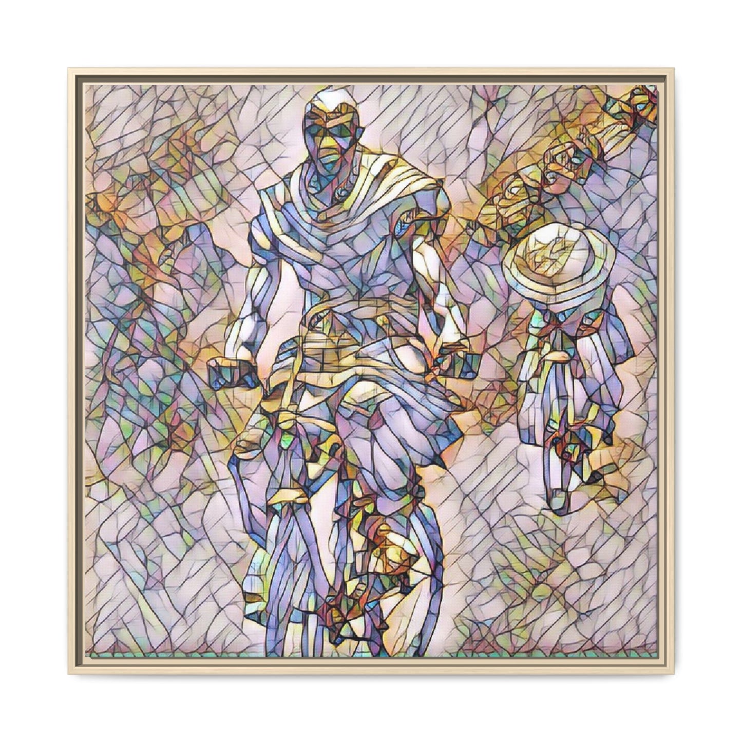 Framed Matte Canvas — Abstract Cyclist Artwork (Multi‑Color)