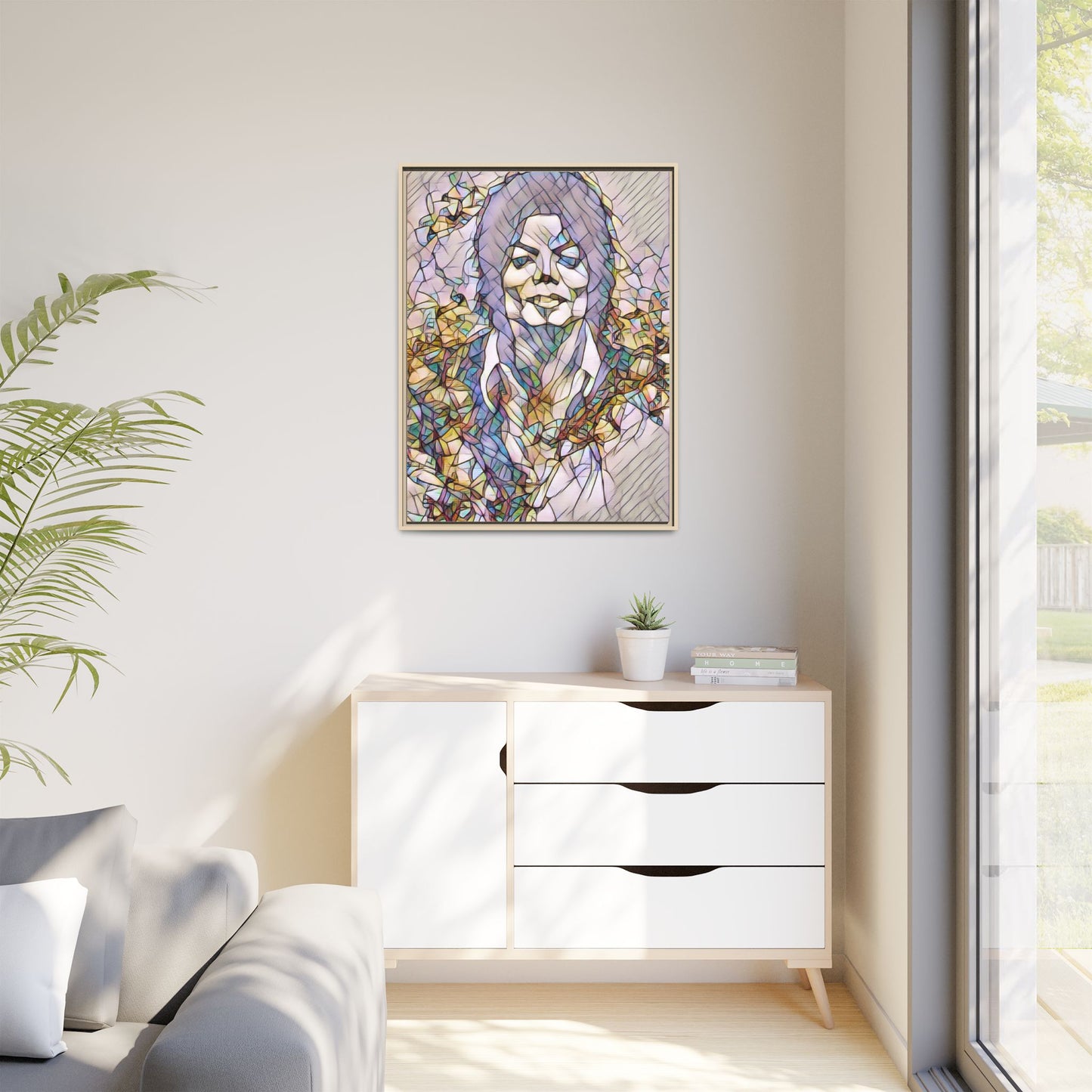 Abstract Stained-Glass Portrait Matte Canvas (Framed)