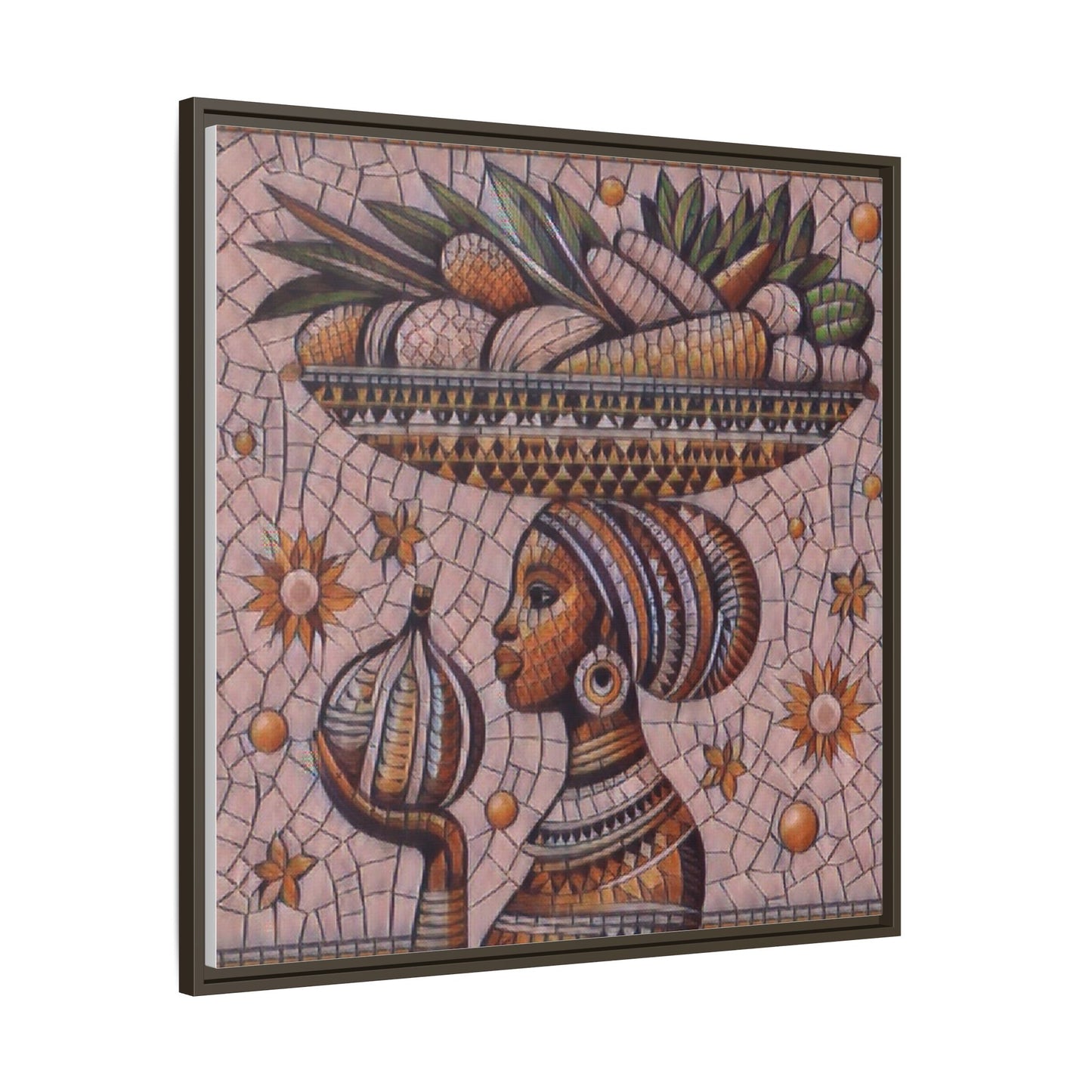Egyptian Mosaic Goddess Matte Framed Canvas Wall Art