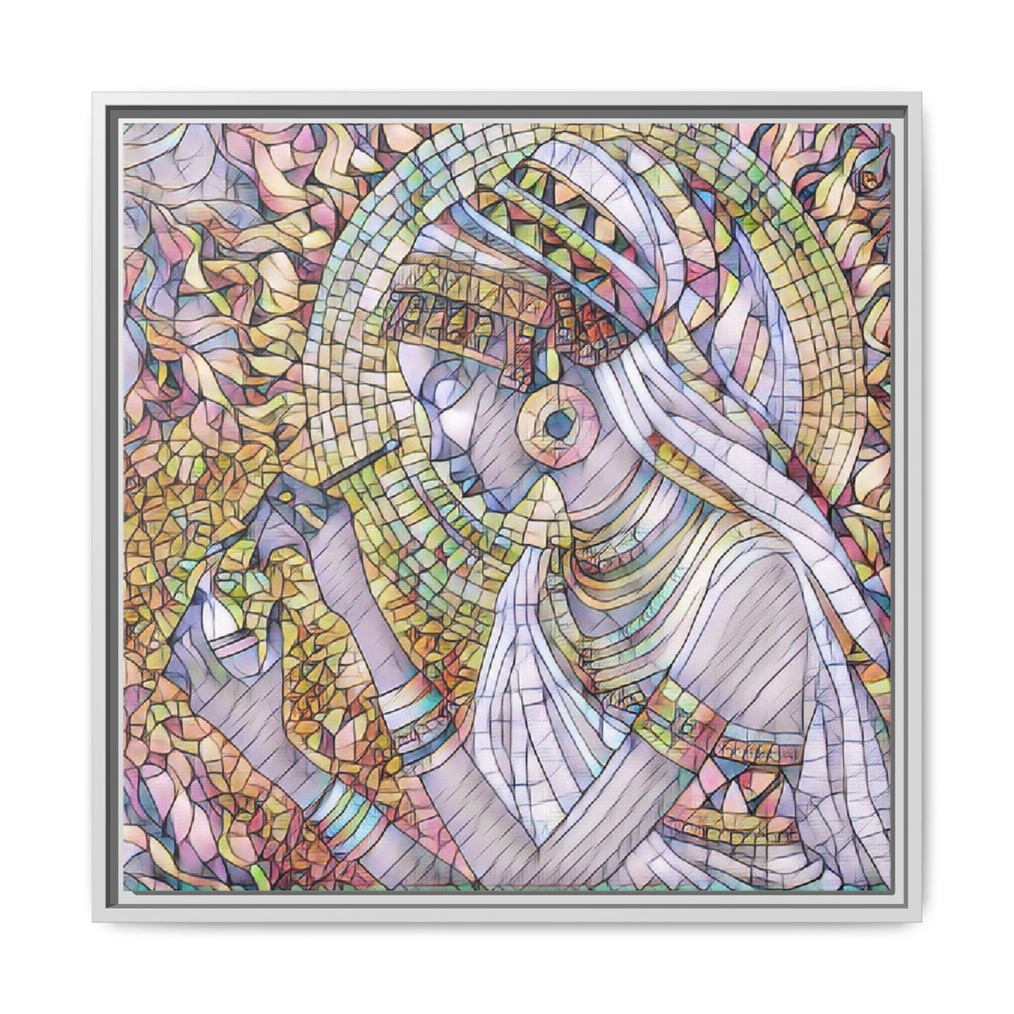 Egyptian Goddess Stained-Glass Matte Canvas (Framed)